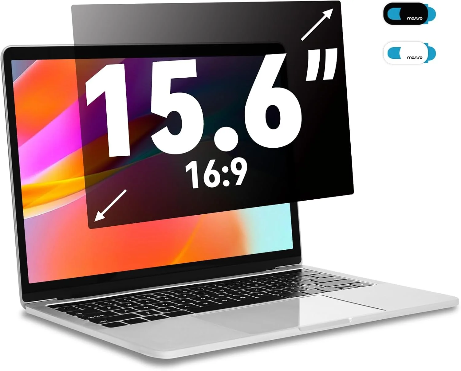 محافظ صفحه نمایش حریم خصوصی لپ تاپ 15.6 اینچی MOSISO، ضد تابش نور و ضد دید از زوایای کناری، سازگار با لپ تاپ های 15.6 اینچی HP/Lenovo/Dell/Acer/ASUS با نسبت تصویر 16:9