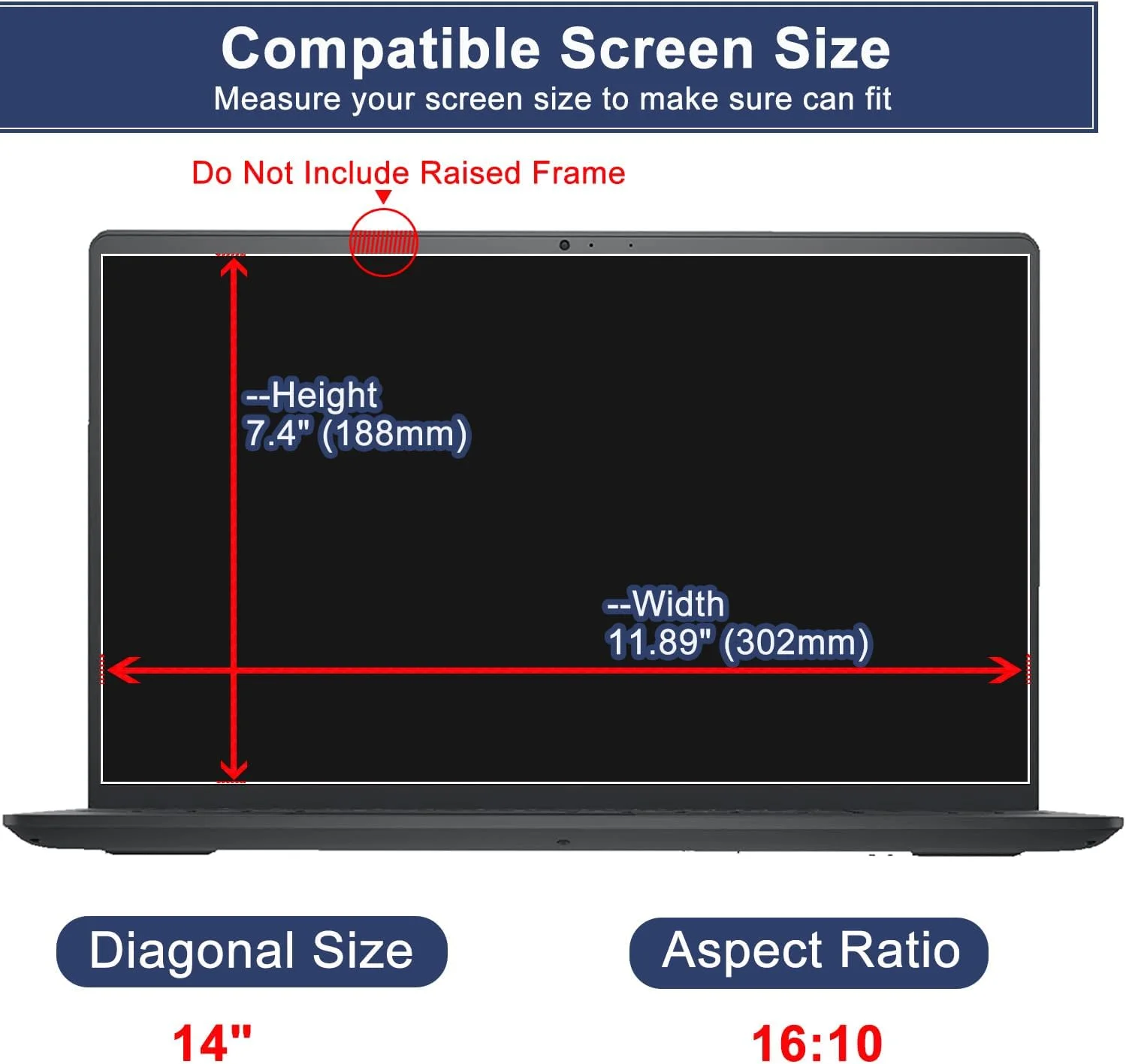 محافظ صفحه نمایش حریم خصوصی مغناطیسی MUBUY-GOL برای صفحه نمایش 14 اینچی با نسبت تصویر 16:10، ضد نور خیره کننده، محافظ نور آبی، وضوح بیشتر صفحه نمایش و محافظ خراش