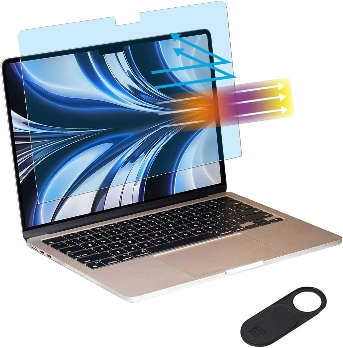 محافظ صفحه نمایش مات ضد نور آبی MUBUY-GOL برای مک بوک ایر ۱۳.۶ اینچ (۲۰۲۵-۲۰۲۲، تراشه M4، M3، M2)، محافظ صفحه نمایش لپ تاپ ضد تابش نور آبی برای محافظت از چشم