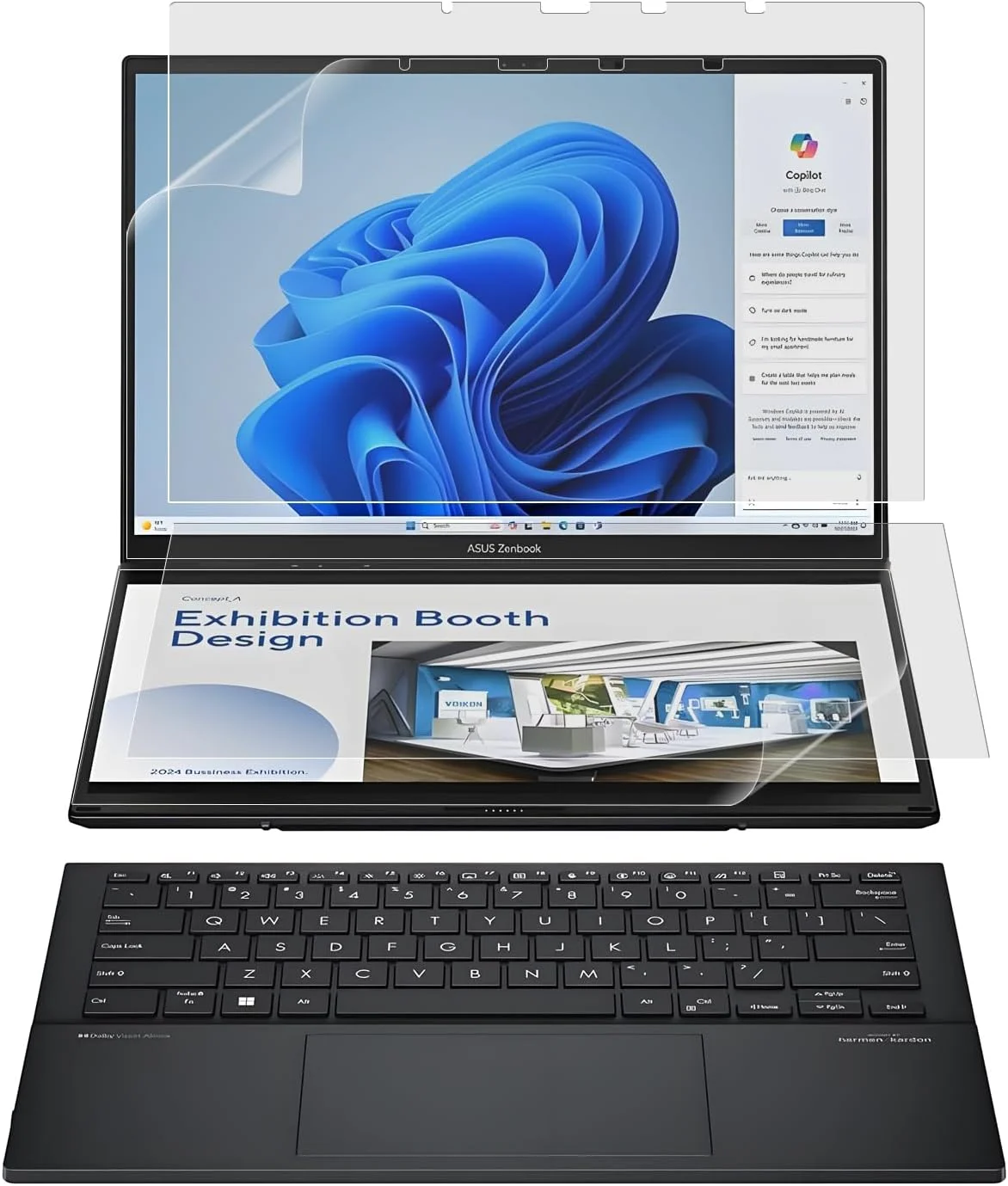 محافظ صفحه نمایش مات ضد انعکاس نور (4 عددی) KEANBOLL برای لپ تاپ های ASUS Zenbook Duo Dual 14 اینچی 2 در 1 (UX8406) مدل 2024-2025 - (2 مجموعه - صفحه نمایش اصلی و ثانویه)