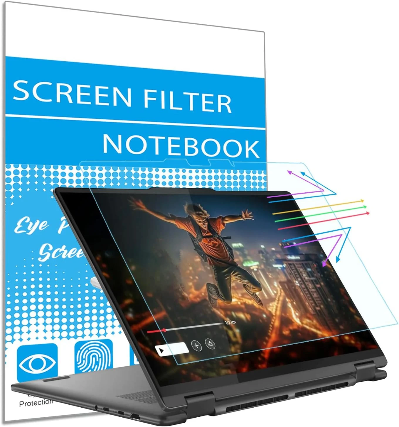 محافظ صفحه نمایش 16 اینچی ضد نور آبی i-Tensodo سازگار با لپ تاپ 16 اینچی 2 در 1 لنوو IdeaPad 5/5i مدل 2025، فیلتر مسدود کننده نور آبی، ضد خش