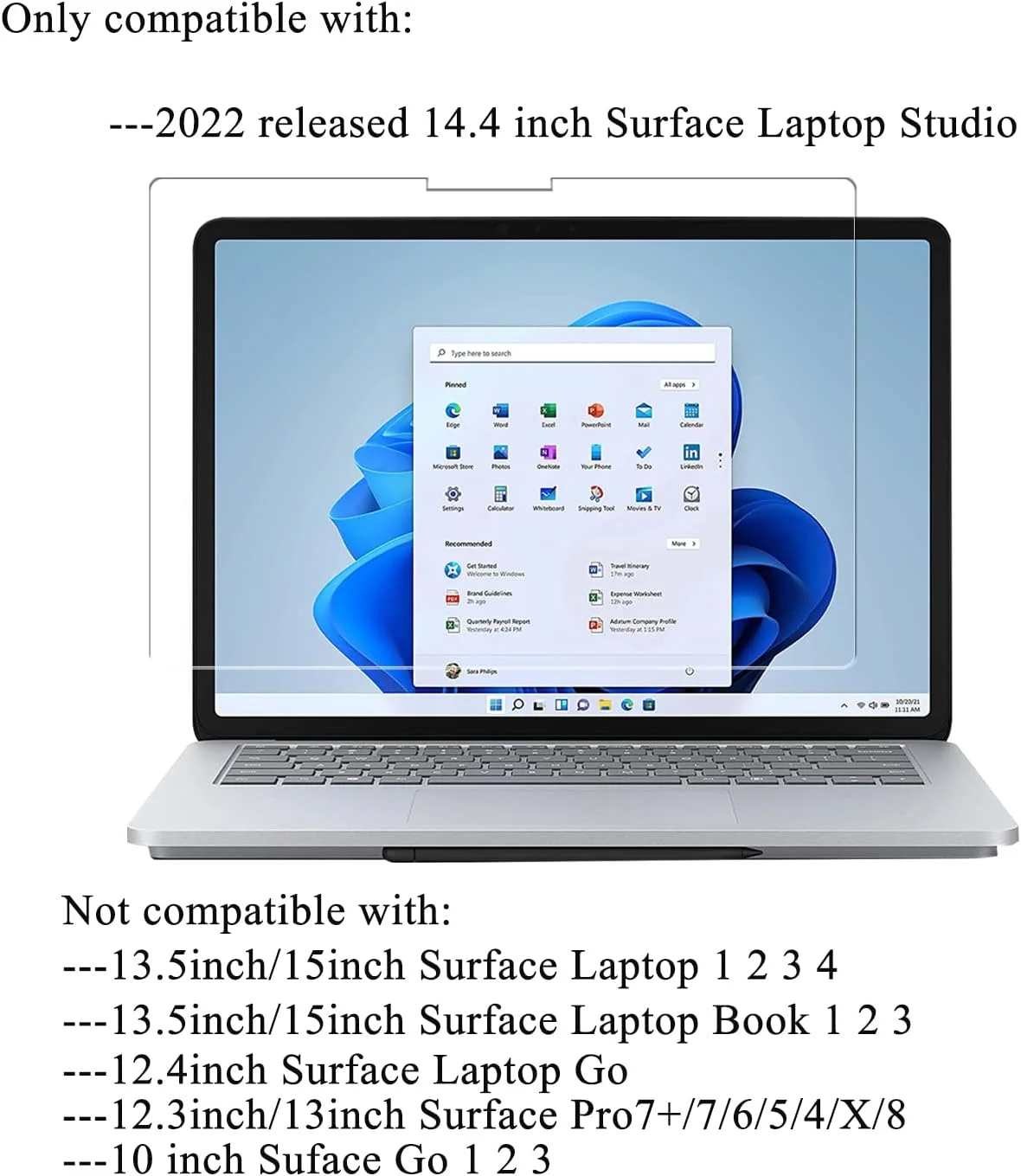 محافظ صفحه نمایش شیشه ای حرارت دیده i-Tensodo برای Microsoft Surface Laptop Studio 2 (2023) / Surface Laptop Studio 14.4 اینچ (2022) صفحه لمسی، 2.5D، شفاف HD، سختی 9H