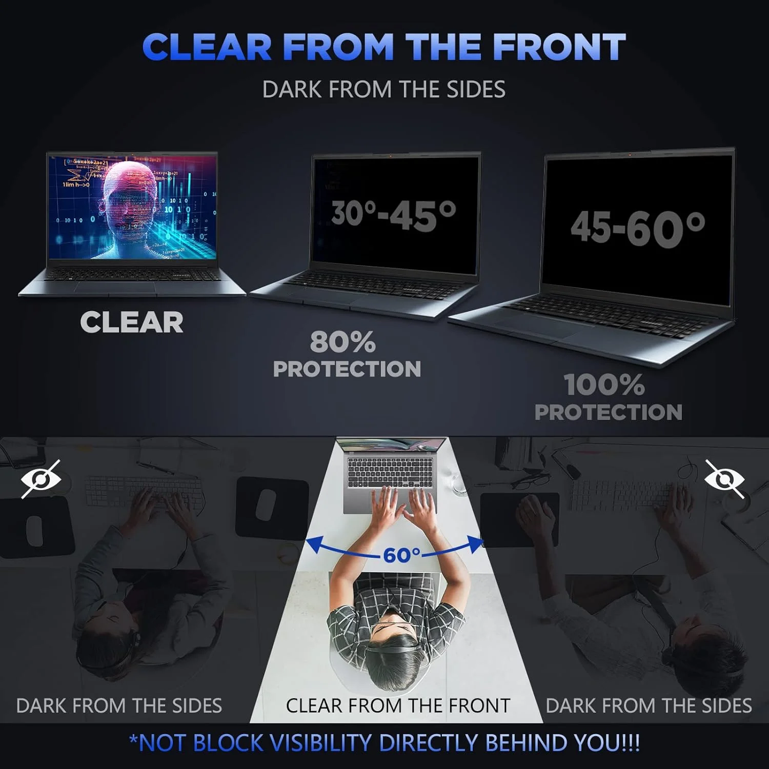 محافظ صفحه نمایش حریم خصوصی 16 اینچی Magicmoon، فیلم ضد جاسوسی/بازتاب نور برای لپ تاپ عریض 16 اینچی با نسبت تصویر 16:10 (عرض x ارتفاع: 344.5mmx215mm)