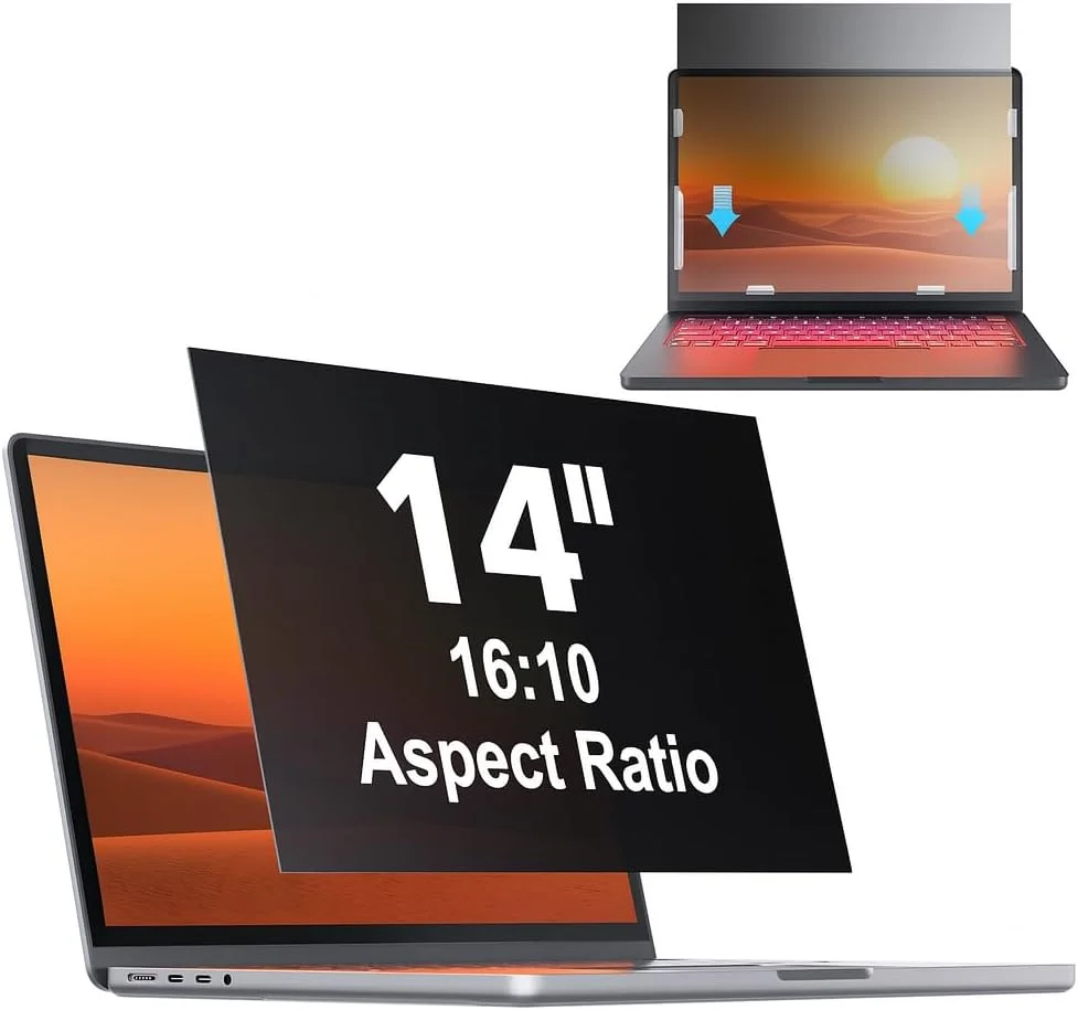 محافظ حریم خصوصی لپ تاپ 14 اینچ با نسبت تصویر 16:10، ضد تابش نور آبی، محافظ صفحه نمایش لپ تاپ 14 اینچی سازگار با دل، لنوو، تینک پد، اچ پی الیت بوک، ایسوس، ایسر، تینک پد