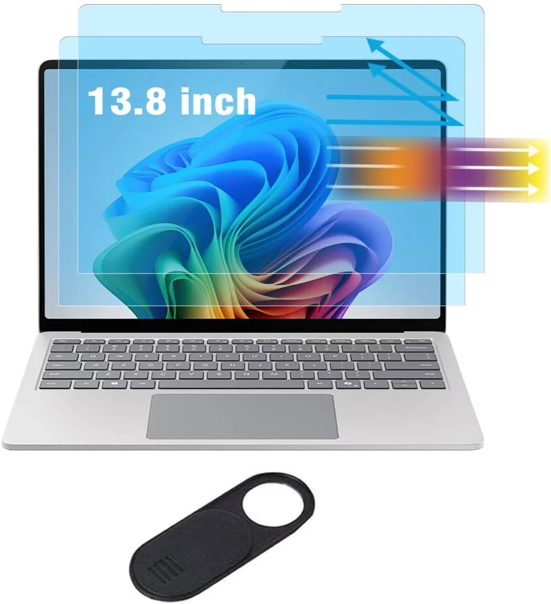 محافظ صفحه نمایش 2 عددی برای لپ تاپ 13.8 اینچی مایکروسافت سرفیس 7 مدل 2024 - ضد نور آبی و ضد تابش، فیلتر محافظت از چشم