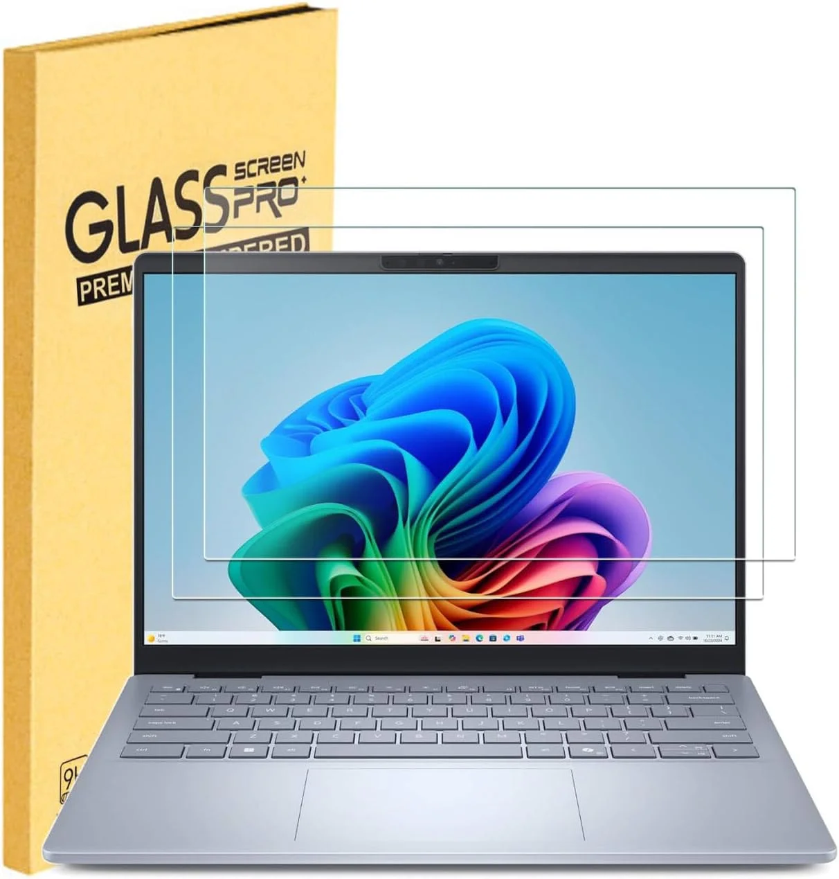 محافظ صفحه نمایش شیشه ای حرارت دیده MUBUY-GOL، بسته 2 عددی، برای لپ تاپ های دل پرو 14 / پرو 14 پلاس PB/PA14250 و دل اینسپایرون 14/14 پلاس 7441 7440 7435 7430 7420 7425 5455 5441 5440 14 اینچی، سختی 9H، مقاوم در برابر خراش