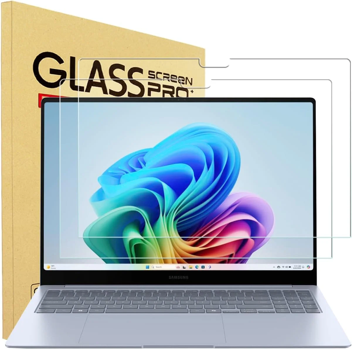 دو عدد محافظ صفحه نمایش شیشه ای حرارت دیده 16 اینچی برای Samsung Galaxy Book 4 Edge، Galaxy Book 4/3 Ultra، Galaxy Book 5/4 Pro 360، Galaxy Book 5/4 Pro 16 اینچی، سختی 9H، محافظ فیلم شیشه ای حرارت دیده