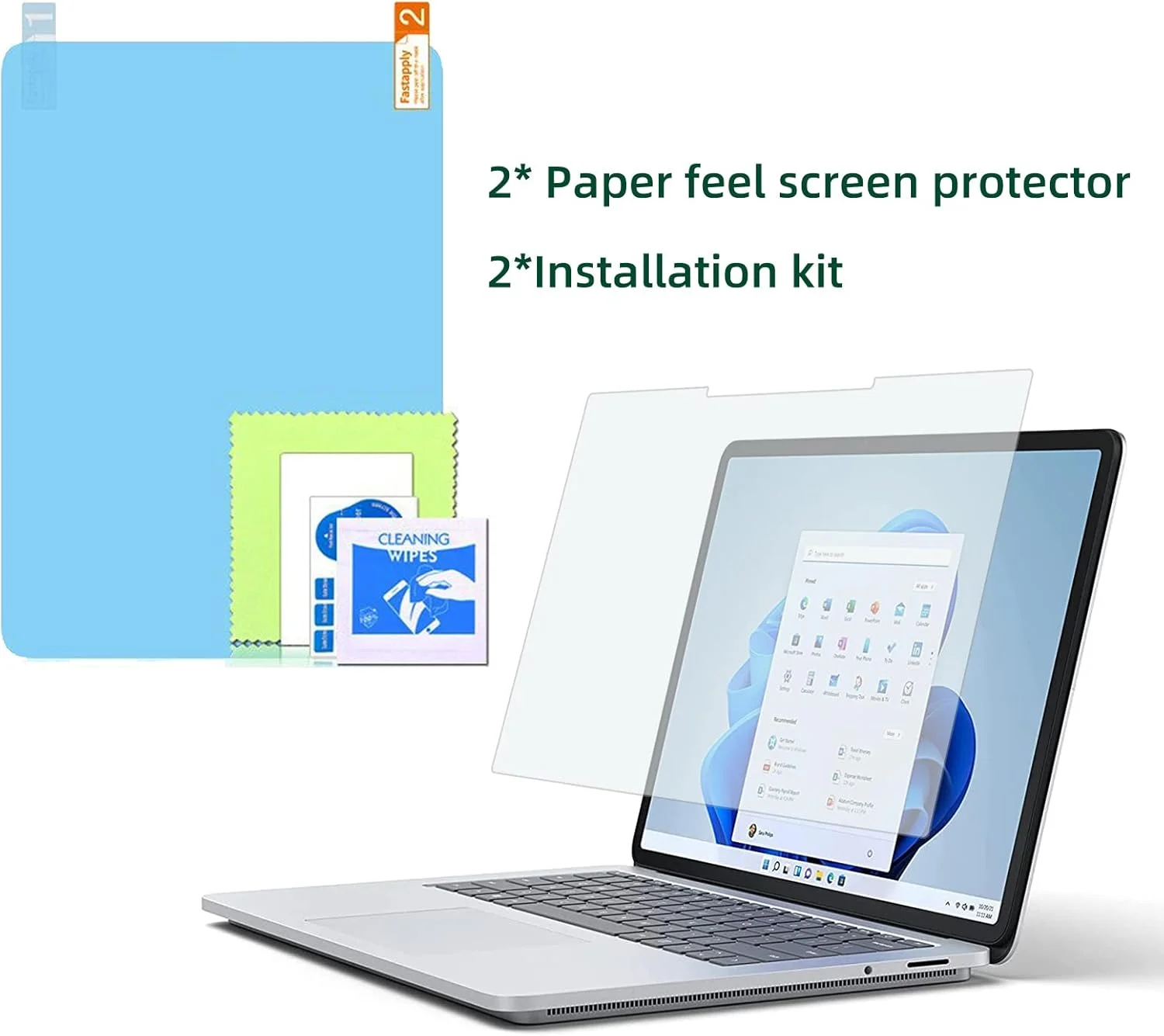 محافظ صفحه نمایش با حس کاغذ، برای مایکروسافت سرفیس لپ تاپ استودیو ۱۴.۴ اینچ، بسته ۲ عددی: برش دقیق ۱:۱/ضد انعکاس، نوشتن و طراحی مانند روی کاغذ