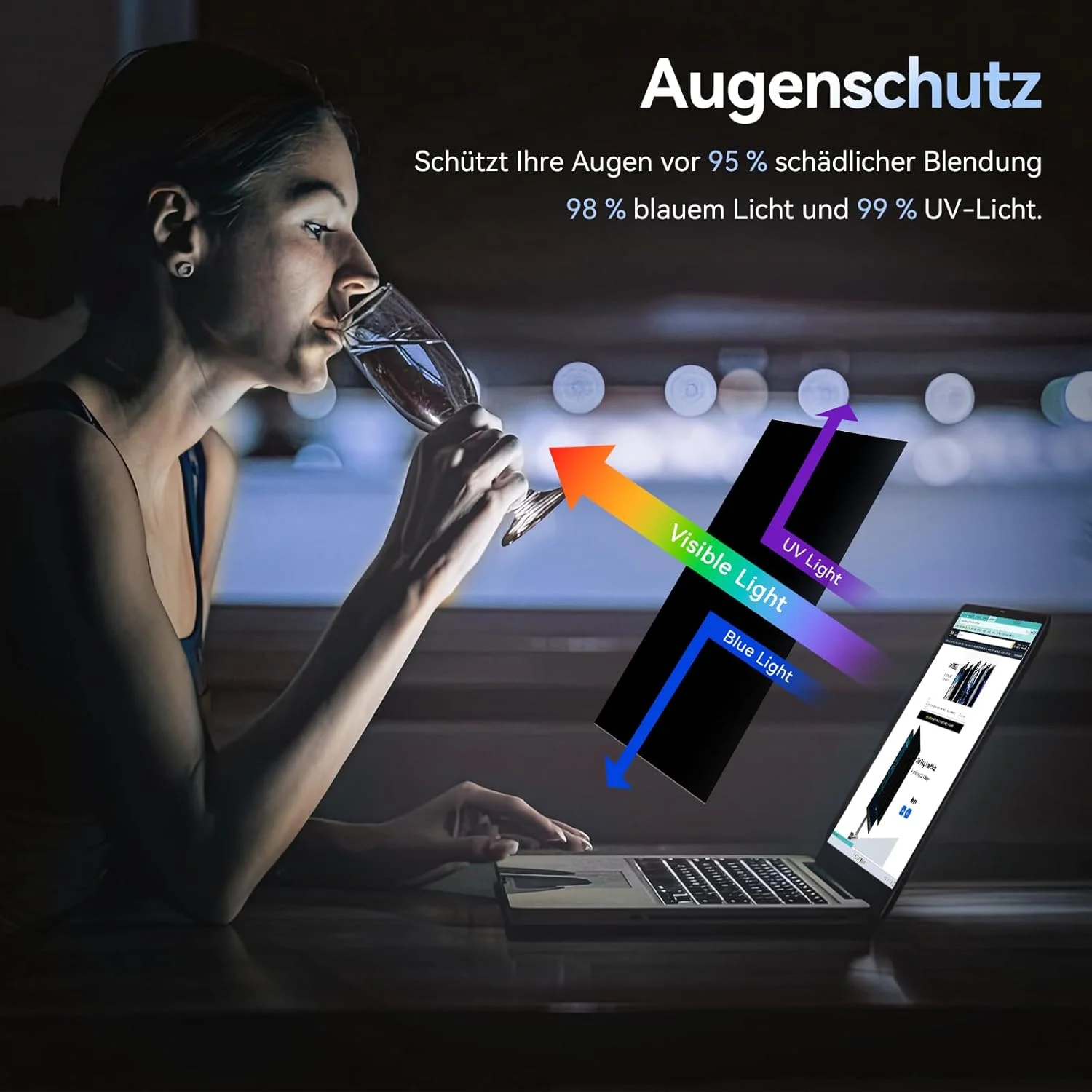 محافظ صفحه نمایش لپ تاپ 14 اینچ نسبت تصویر 16:10، ضد نور آبی و ضد تابش، فیلتر حریم خصوصی جداشدنی سازگار با لنوو/اچ پی/دل/ایسر/سامسونگ/ایسوس/توشیبا