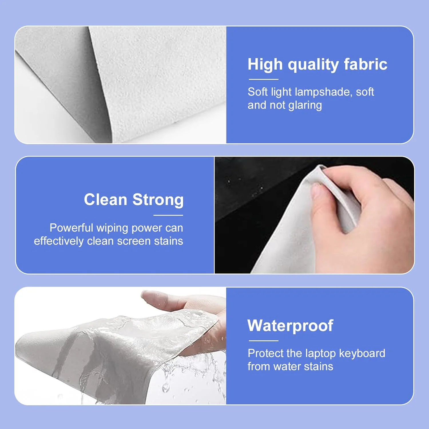 بسته 2 عددی پارچه تمیز کننده گرد و غبار صفحه کلید لپ تاپ، پارچه تمیز کننده صفحه نمایش، پارچه محافظ صفحه کلید، مقاوم در برابر پارگی، از بین برنده اثر انگشت، گرد و غبار و آلودگی، مناسب برای صفحه نمایش کامپیوتر 13/14 اینچی
