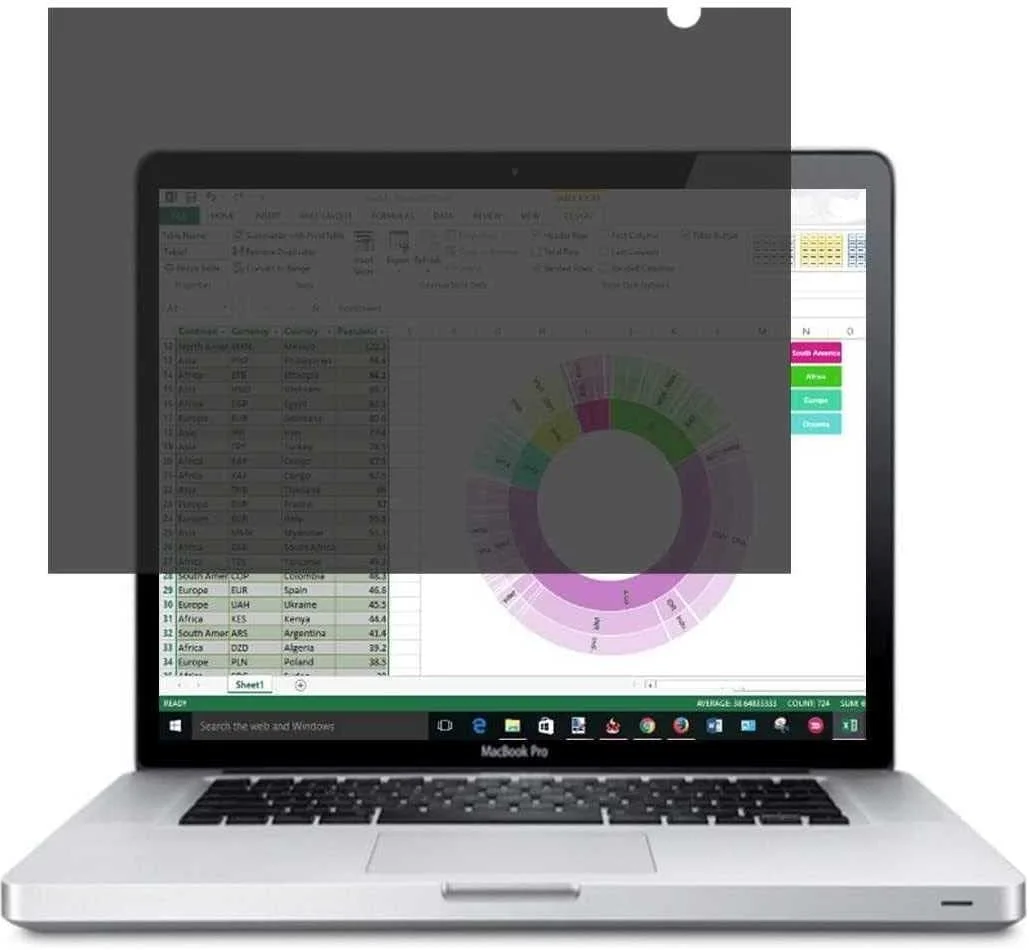 محافظ صفحه نمایش حریم خصوصی برای نوت‌بوک، لپ‌تاپ و مانیتور 15.6 اینچ (واید اسکرین 16:9) 345mm x 195mm