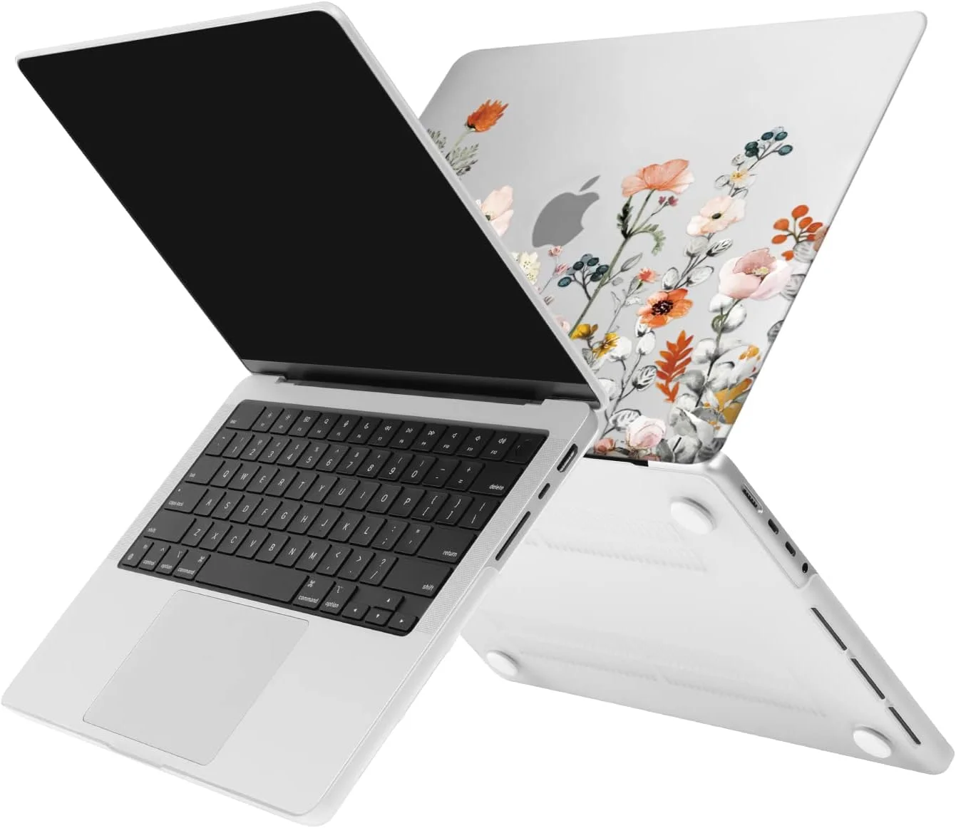 کاور محافظ موسیسو سازگار با مک بوک پرو ۱۴ اینچ مدل های ۲۰۲۵ ۲۰۲۴-۲۰۲۱ M5 M4 M3 M2 M1 A3112 A3434 A3185 A3401 A2918 A2992 A2779 A2442، پلاستیکی طرح گل های باغی، محافظ صفحه کلید و محافظ صفحه نمایش، شفاف