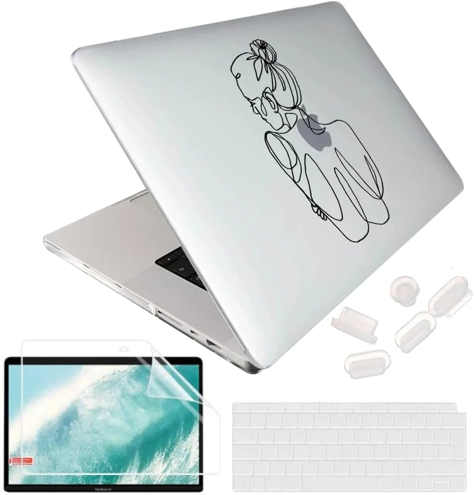 کاور 4 در 1 سازگار با مک بوک ایر 13 اینچ (مدل های 2010-2017) A1466/A1369، کاور سخت پلاستیکی انعطاف پذیر و محافظ صفحه کلید و محافظ صفحه نمایش، X66-28