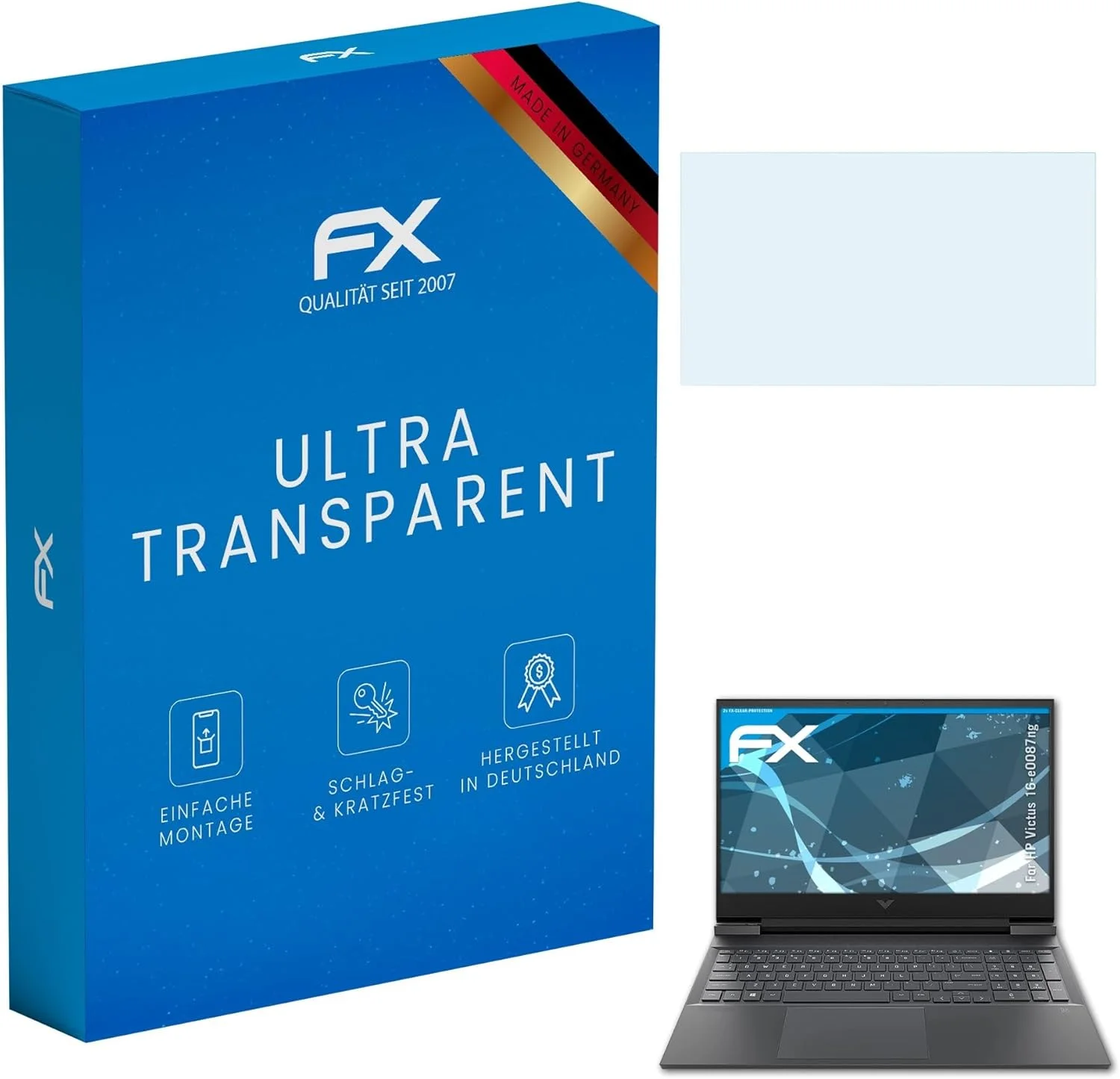 محافظ صفحه نمایش atFoliX سازگار با HP Victus 16-e0087ng، محافظ صفحه نمایش فوق شفاف FX (2 عدد)