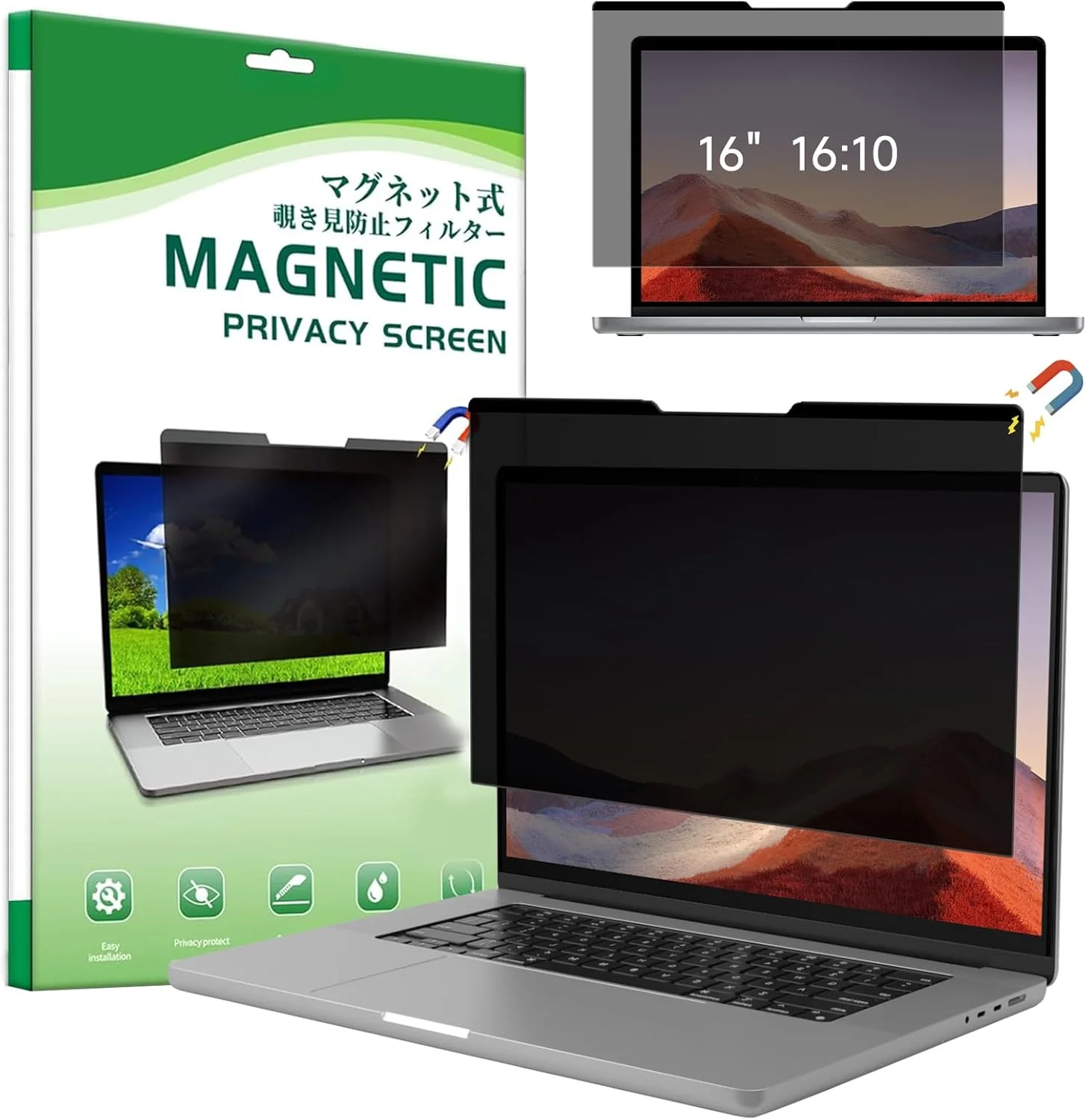 محافظ صفحه نمایش حریم خصوصی مغناطیسی لپ تاپ 16 اینچ 16:10، ضد نور آبی، ضد تابش نور، محافظ صفحه نمایش، فیلتر حریم خصوصی جداشدنی برای Hp/Dell/Acer/Lenovo/ThinkPad/Asus