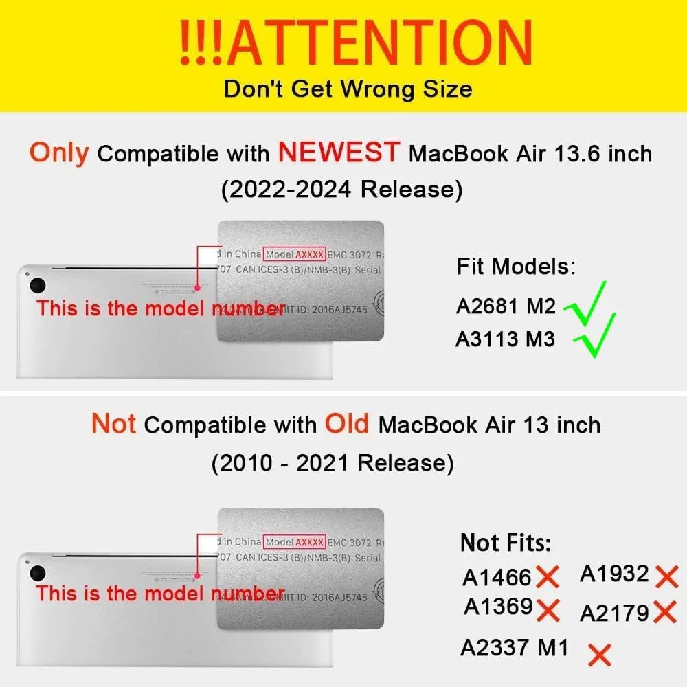 کاور 4 در 1 سازگار با مک بوک ایر 13.6 اینچ 2022-2025 (M4 A3240 M3 A3113 M2 A2681)، قاب محافظ سخت و فوق العاده نازک و محافظ صفحه کلید و محافظ صفحه نمایش، طرح گل های زیبا 3