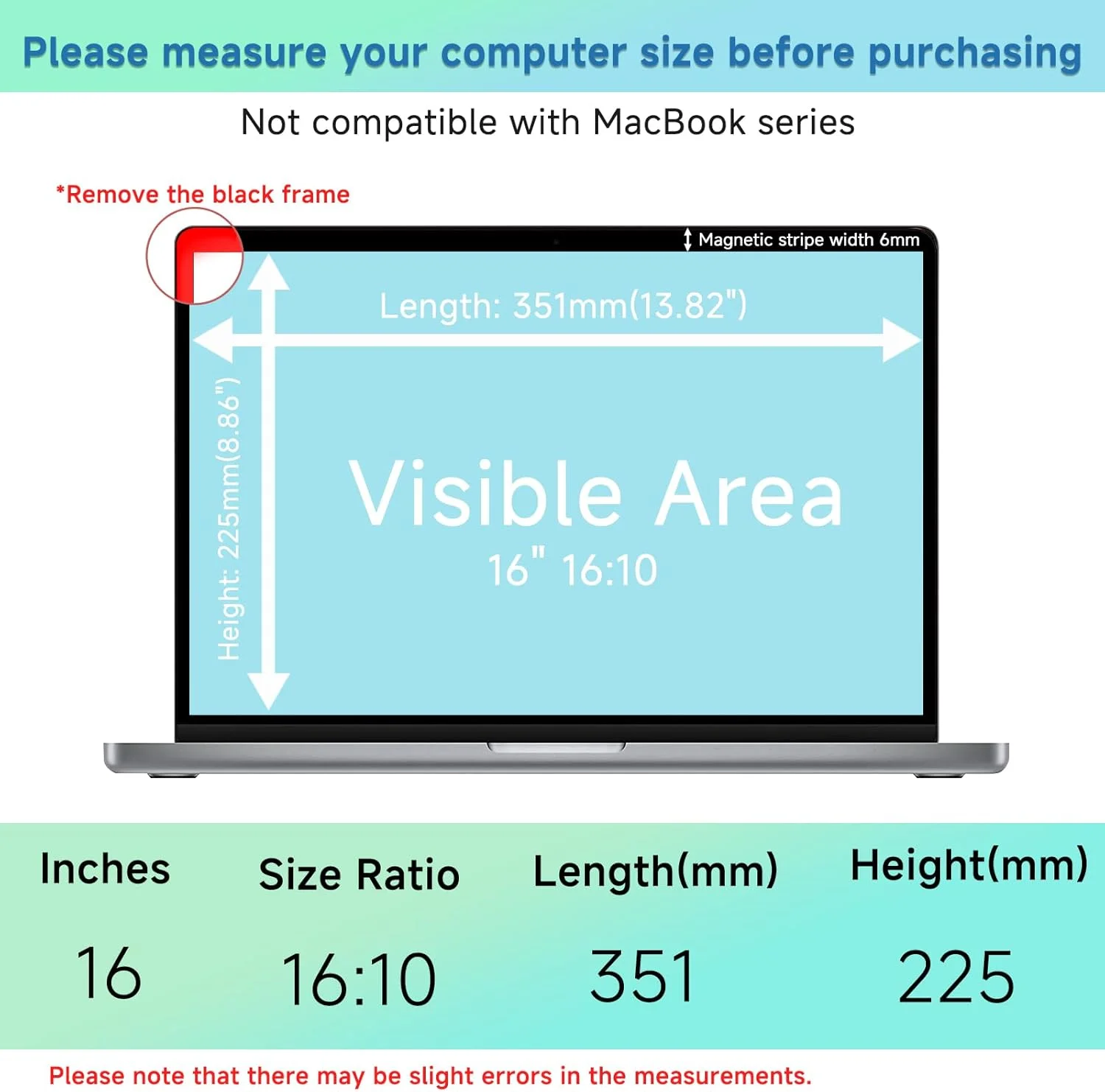 محافظ صفحه نمایش حریم خصوصی مغناطیسی لپ تاپ 16 اینچ 16:10، ضد نور آبی، ضد تابش نور، محافظ صفحه نمایش، فیلتر حریم خصوصی جداشدنی برای Hp/Dell/Acer/Lenovo/ThinkPad/Asus
