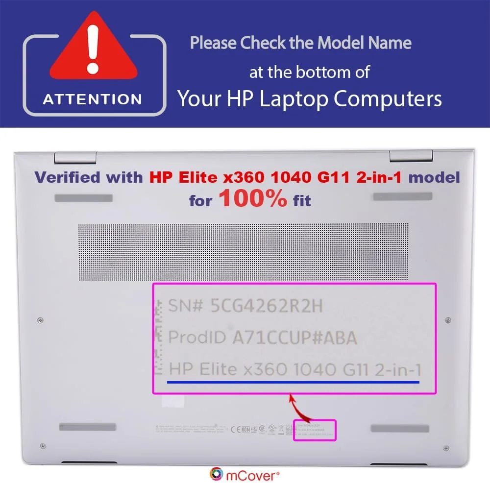 کاور محافظ mCover سازگار با لپ‌تاپ ویندوزی سری HP Elite x360 1040 G11 2-in-1 (مدل 2024 ~ 2025، مناسب برای مدل‌های دیگر HP نیست)، مشکی