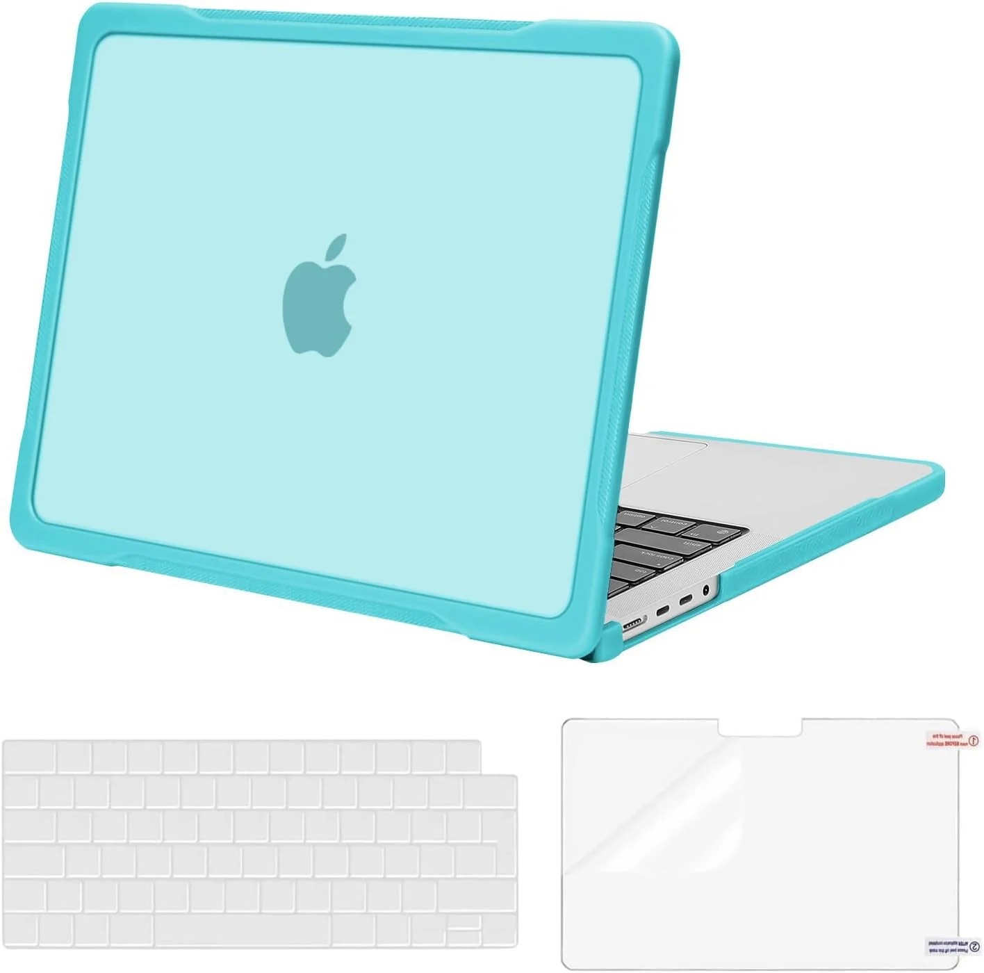 کیف محافظ لپ‌تاپ MOSISO سازگار با مک‌بوک پرو ۱۴ اینچ مدل‌های ۲۰۲۵-۲۰۲۱ M5 M4 M3 M2 M1 A3434 A3112 A3185 A3401 A2918 A2992 A2779 A2442، بدنه سخت ضد خش با ضربه‌گیر TPU و محافظ کیبورد و محافظ صفحه نمایش، فیروزه‌ای