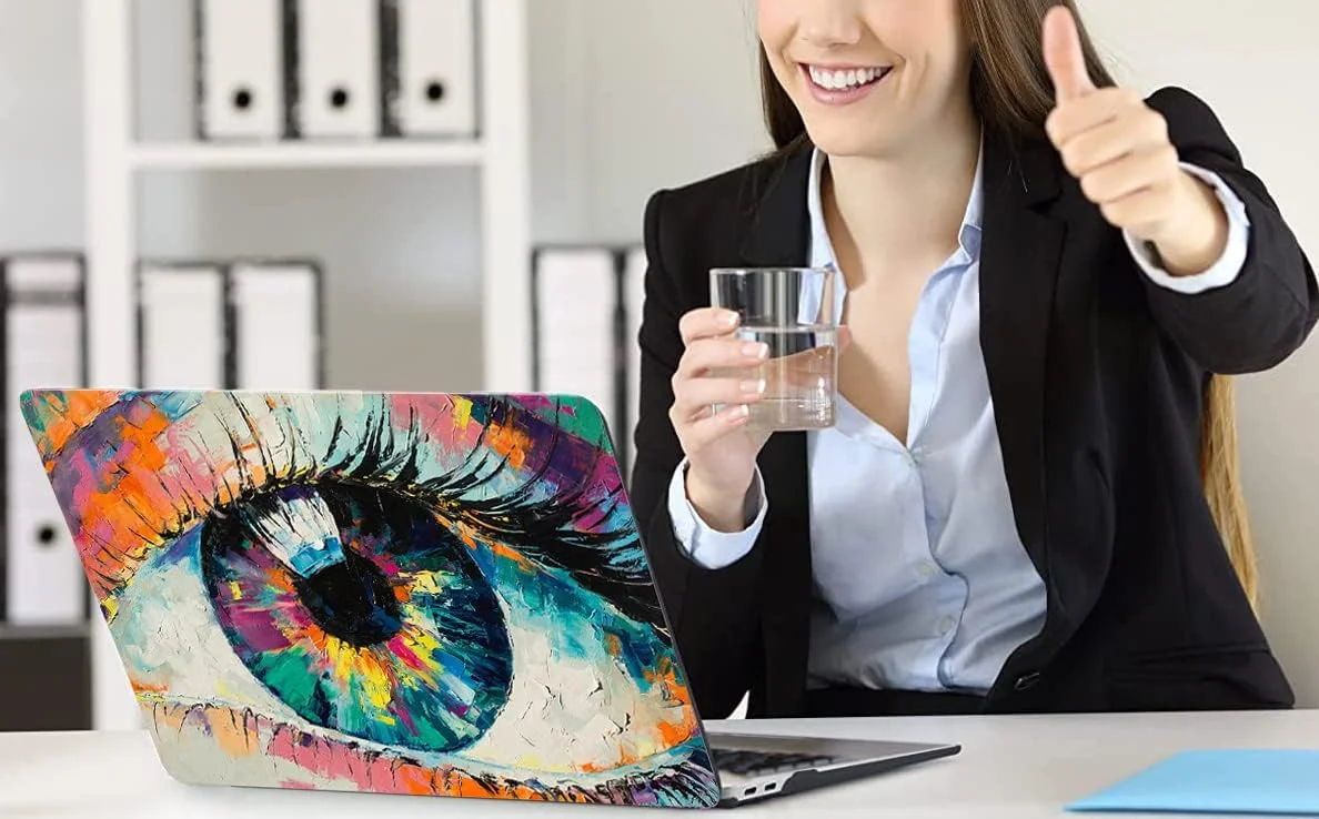 کاور محافظ سازگار با مک بوک پرو ۱۴ اینچ ۲۰۲۳ ۲۰۲۲ ۲۰۲۱ M3 A2918 A2992/M2 A2779/A2442 M1، شامل محافظ صفحه کلید EU و محافظ صفحه نمایش، طرح چشم نظر