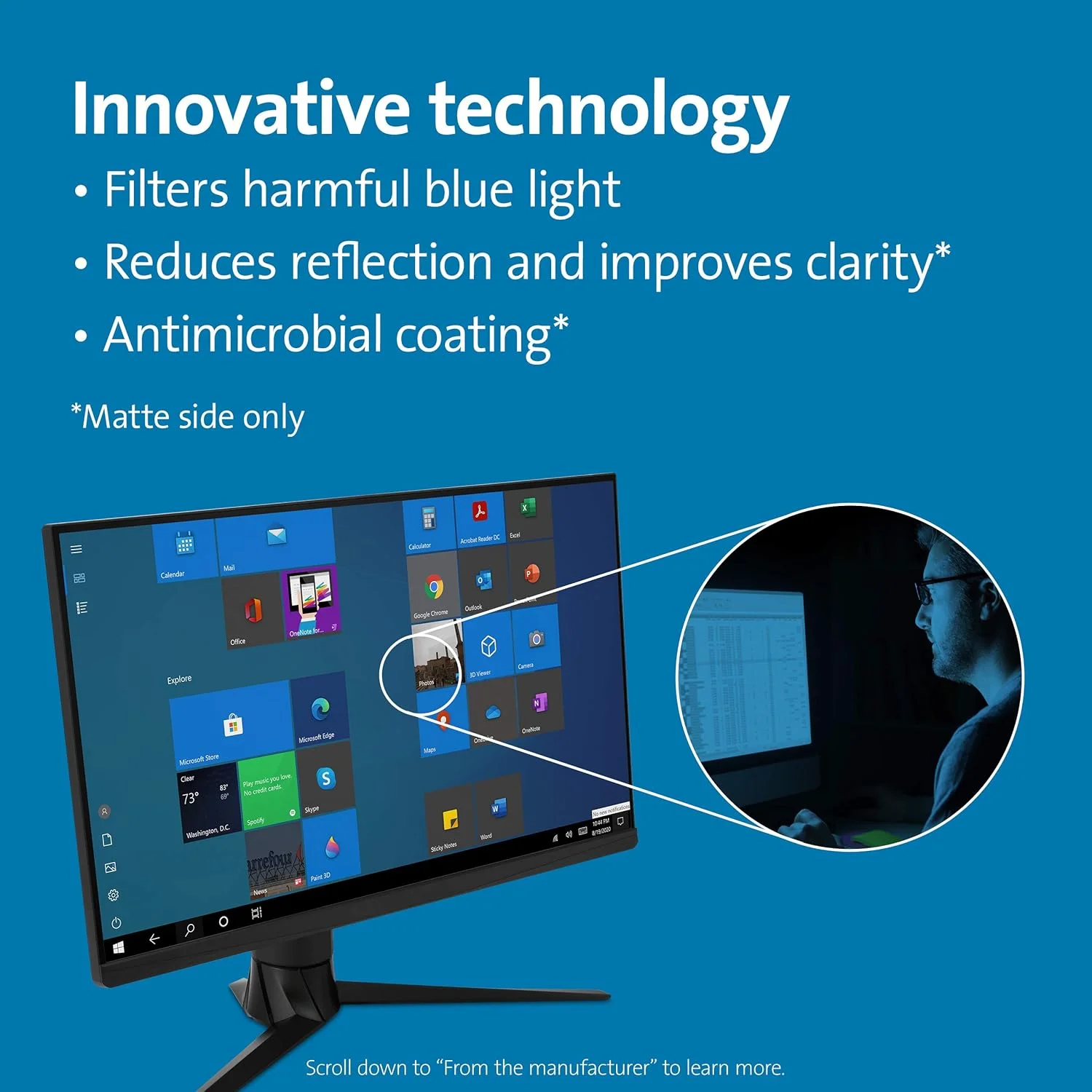 محافظ صفحه نمایش ضد تابش و فیلتر نور آبی کنزینگتون برای مانیتورهای 23.8 اینچی، 16:9، برای وضوح بیشتر تصویر، با پوشش ضد میکروبی، برای کاهش خستگی چشم، شامل دستمال تمیز کننده، 627557 محافظ صفحه نمایش ضد تابش و فیلتر نور آبی کنزینگتون برای مانیتورهای 23.8 اینچی، 16:9، برای وضوح بیشتر تصویر، با پوشش ضد میکروبی، برای کاهش خستگی چشم، شامل دستمال تمیز کننده، 627557