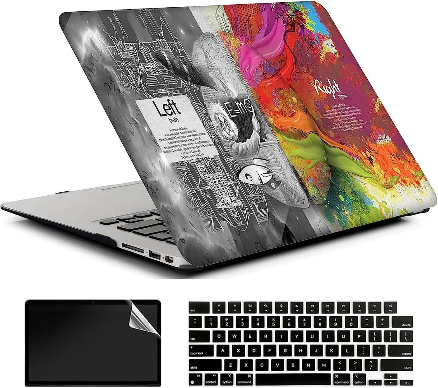 کاور محافظ سازگار با مک بوک ایر ۱۳ اینچ مدل های ۲۰۲۲ ۲۰۲۱ ۲۰۲۰ A2337/A2179 با صفحه نمایش رتینا، شامل کاور محافظ، محافظ کیبورد EU و محافظ صفحه نمایش، طرح نیمکره های مغز