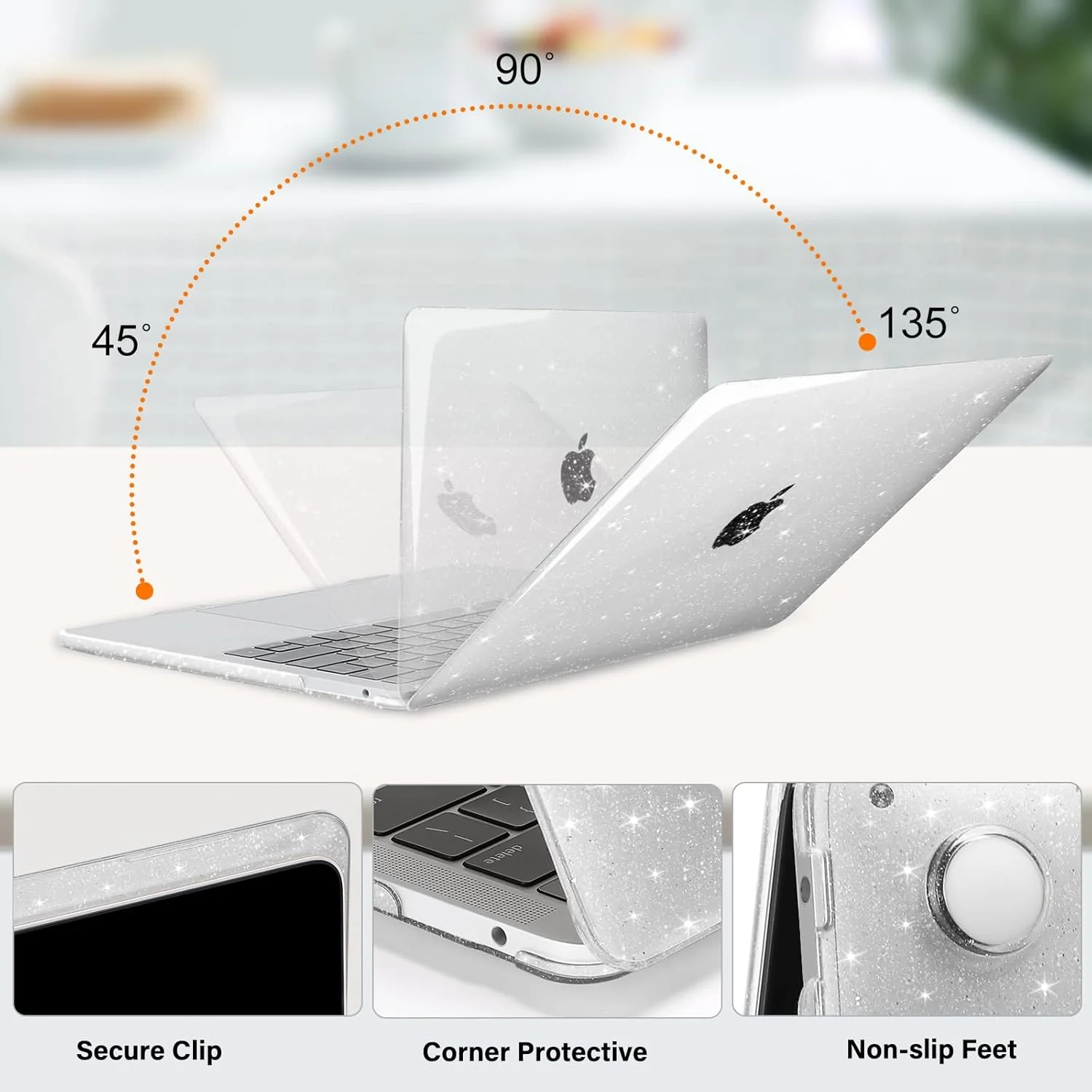 کاور محافظ Mosiso سازگار با مک بوک پرو ۱۳ اینچ مدل های M2 2024-2016 A2338 M1 A2251 A2289 A2159 A1989 A1708 A1706، هارد کیس پلاستیکی براق اکلیلی، محافظ کیبورد و محافظ صفحه نمایش، شفاف
