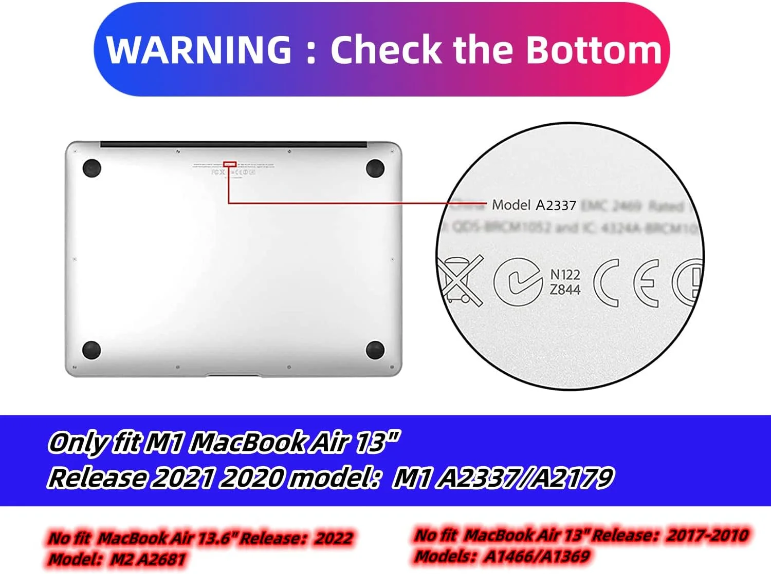 کاور محافظ سازگار با مک بوک ایر ۱۳ اینچ مدل های ۲۰۲۲ ۲۰۲۱ ۲۰۲۰ A2337/A2179 با صفحه نمایش رتینا، شامل کاور محافظ، محافظ کیبورد EU و محافظ صفحه نمایش، طرح نیمکره های مغز