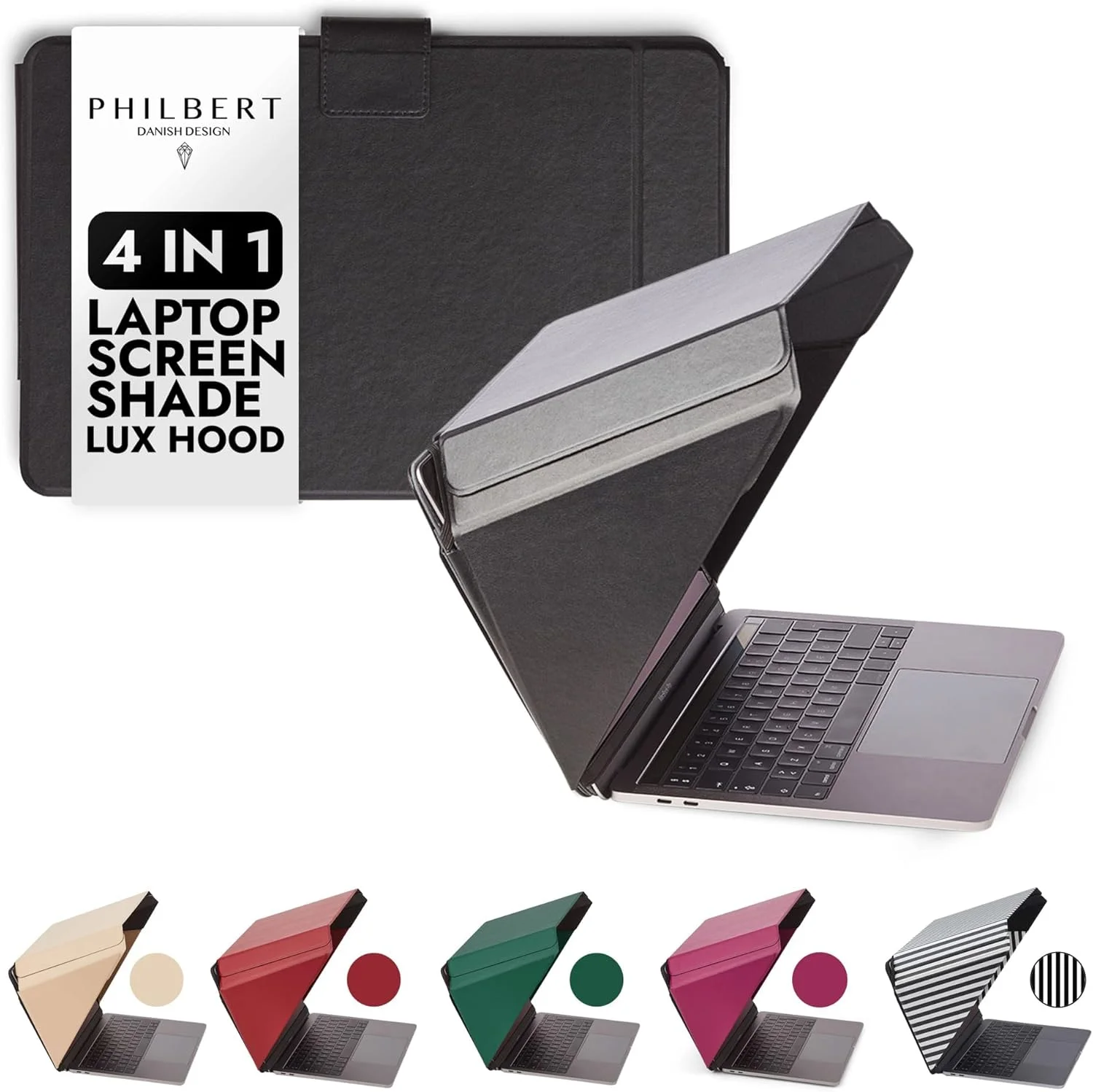 آفتابگیر صفحه نمایش لپ تاپ 4 در 1 لوکس: محافظت در برابر نور خورشید | حفظ حریم خصوصی | محافظت در برابر گرما | افزایش کنتراست. 15/16 اینچ یونیورسال. خودایستا، با جیب پشتی. ثبت اختراع D790551 - مشکی