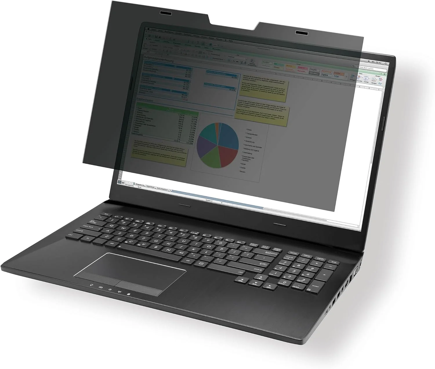 محافظ صفحه نمایش مغناطیسی بادوام برای صفحه نمایش های 14 اینچی 16:10، شامل کیف و دستمال تمیز کننده، خاکستری/ذغالی، 513857