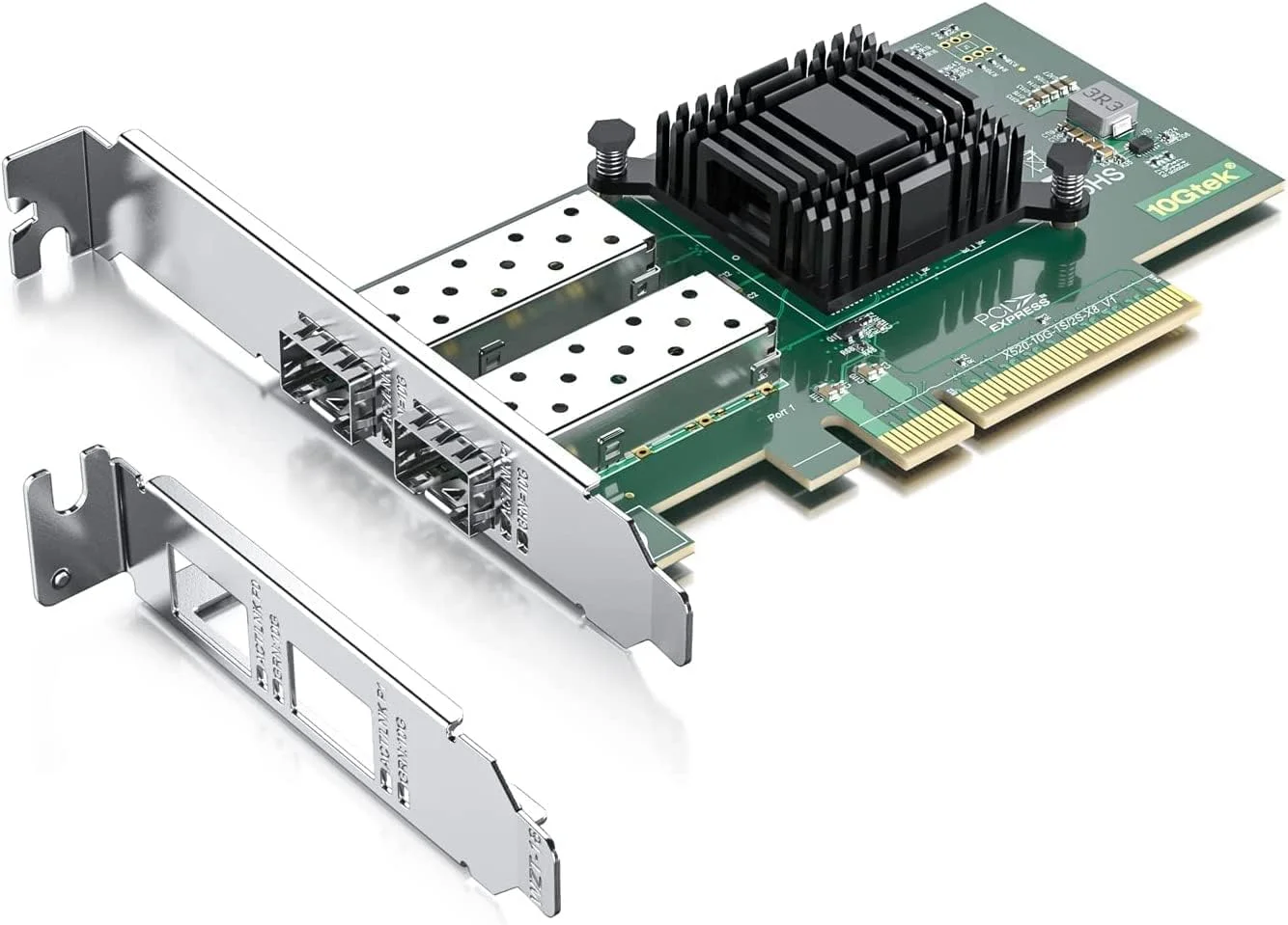 یک بسته فرستنده و گیرنده 10GBase-LR SFP+ سازگار با Intel E10GSFPLR و یک بسته کارت شبکه 10Gb PCI-E NIC، پورت SFP+ دوگانه
