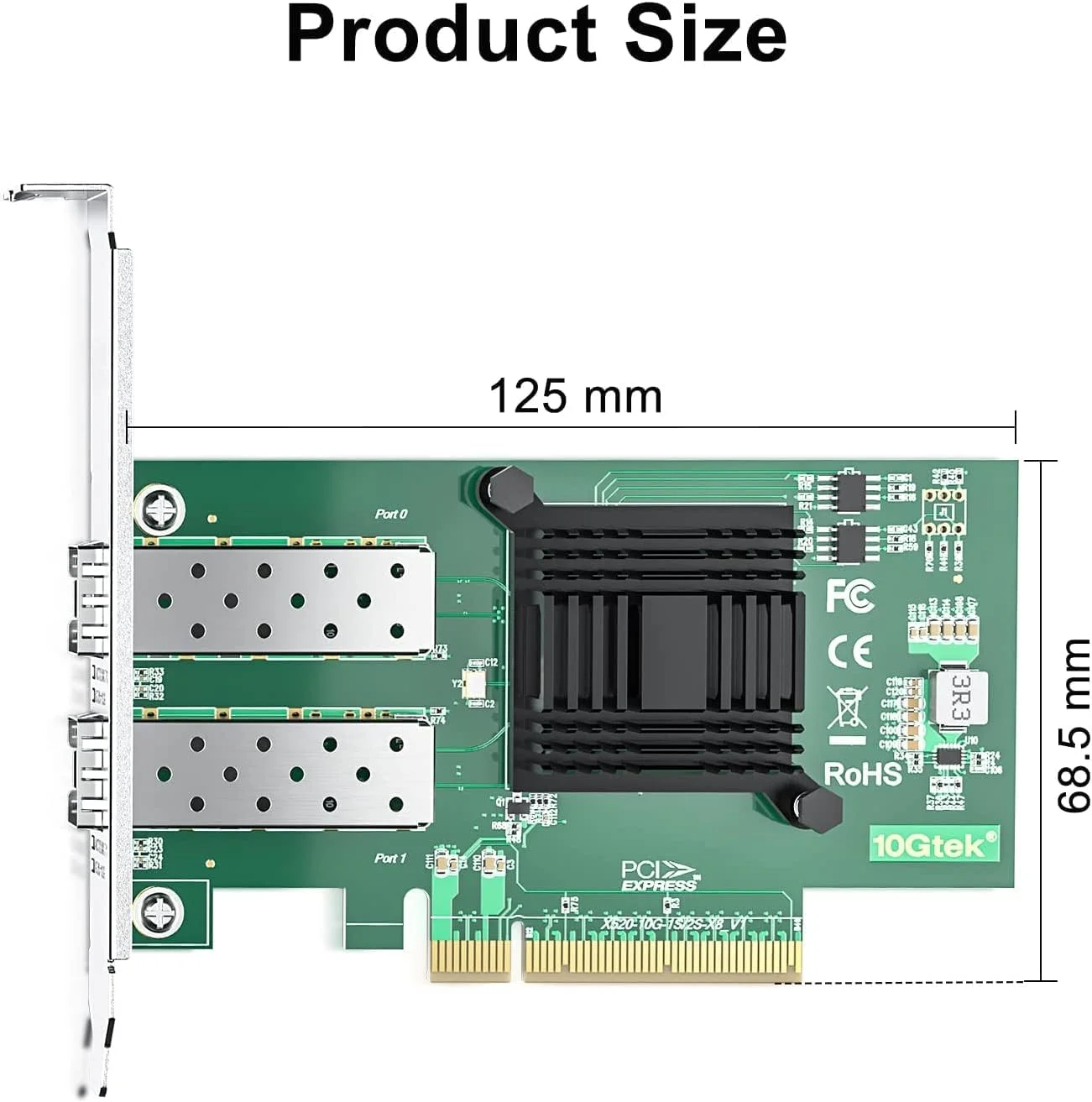 یک بسته فرستنده و گیرنده 10GBase-LR SFP+ سازگار با Intel E10GSFPLR و یک بسته کارت شبکه 10Gb PCI-E NIC، پورت SFP+ دوگانه