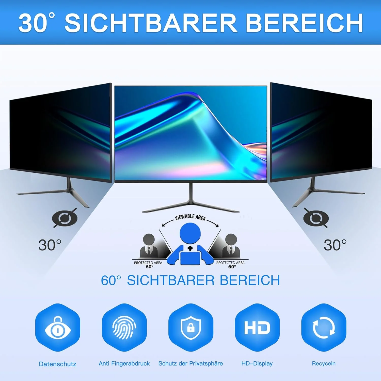 محافظ صفحه نمایش حریم خصوصی ZOEGAA برای مانیتور 27 اینچ 16:9، ضد نور آبی، ضد تابش خیره کننده، محافظ صفحه نمایش جداشدنی برای Hp/Dell/Acer/Lenovo/Asus