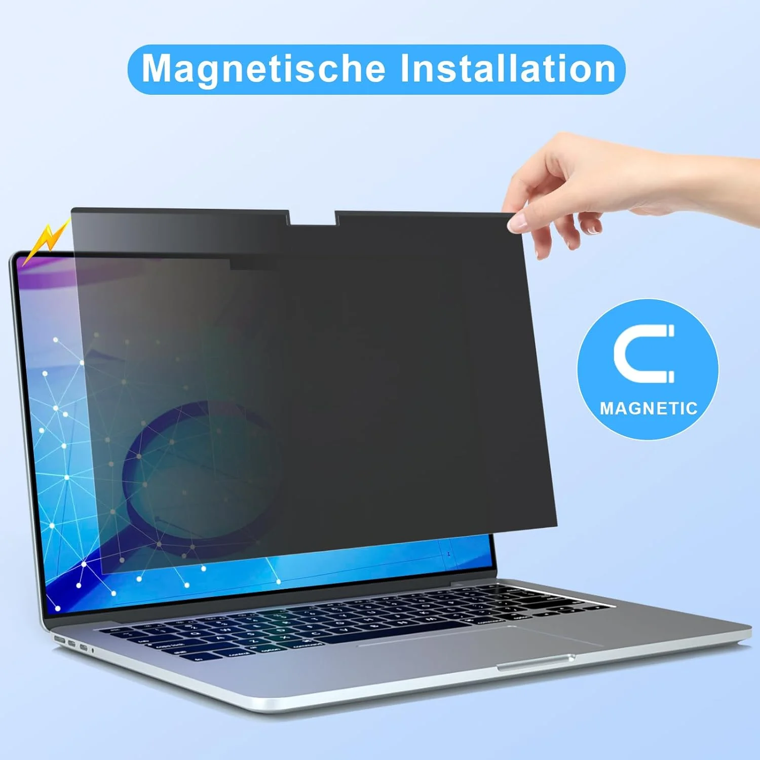 محافظ صفحه نمایش حریم خصوصی مغناطیسی ZOEGAA برای مک بوک پرو 16 اینچ (2021~2024, M1 M2 M3 M4)، ضد نور آبی و ضد تابش نور و محافظ صفحه نمایش حریم خصوصی قابل جدا شدن