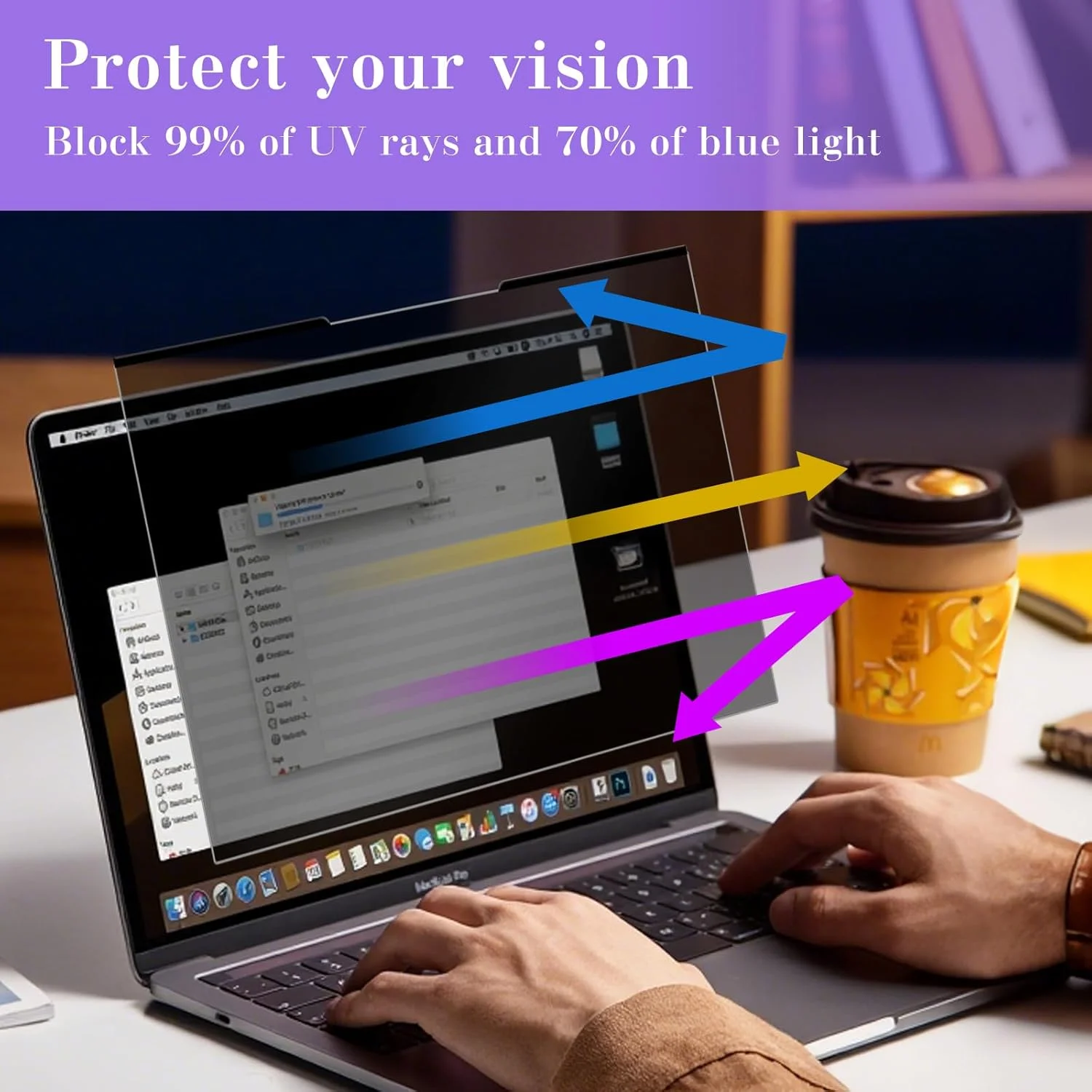 محافظ صفحه نمایش مغناطیسی برای لپ تاپ 14 اینچی، ضد نور آبی و ضد تابش نور، فیلتر حریم خصوصی جداشدنی برای 14 اینچ 16:10