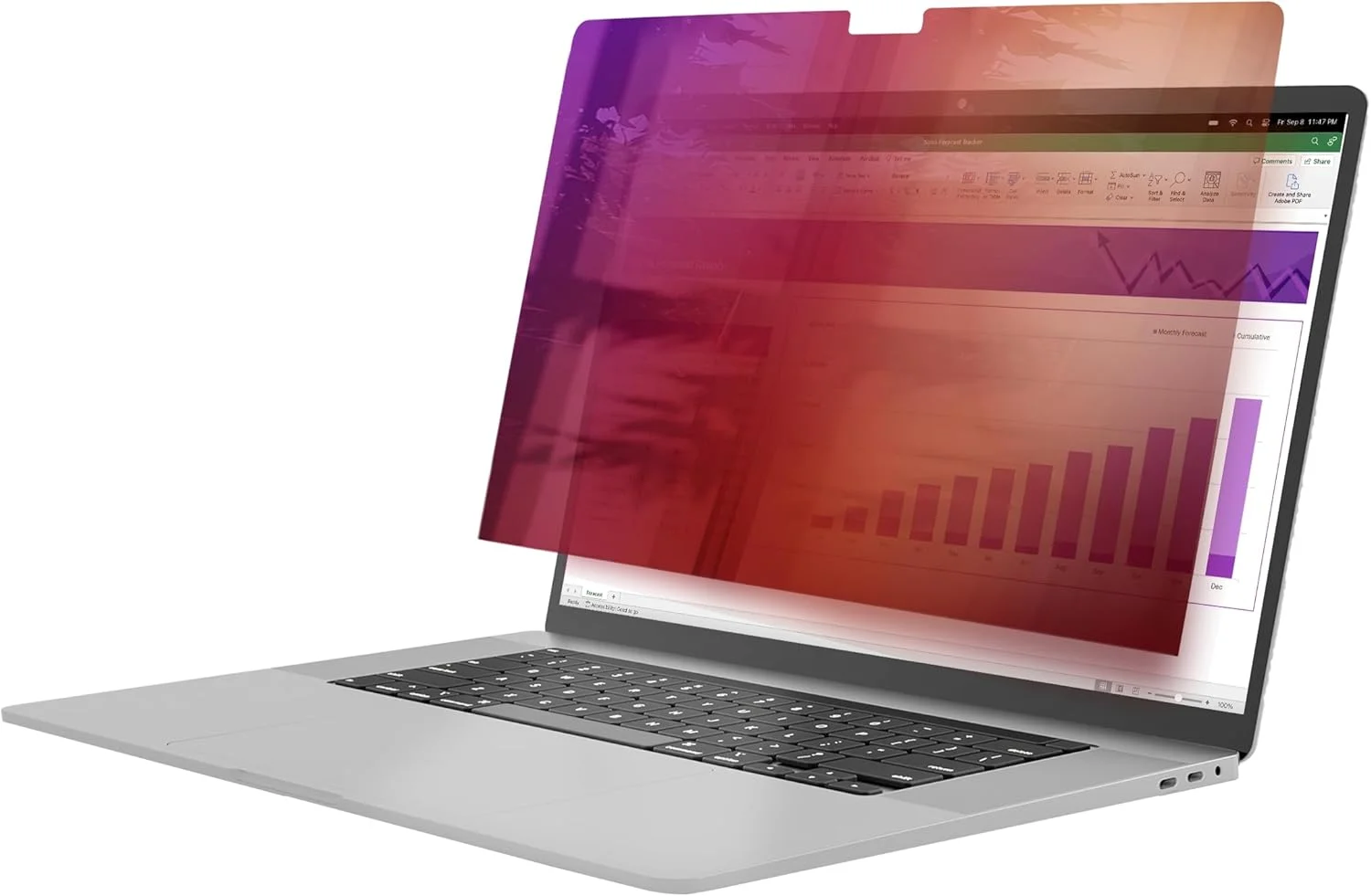 محافظ صفحه نمایش حریم خصوصی لپ تاپ 16 اینچی StarTech.com MacBook Pro M1 M2 M3 M4، دو طرفه ضد تابش نور (مات) و طلایی براق