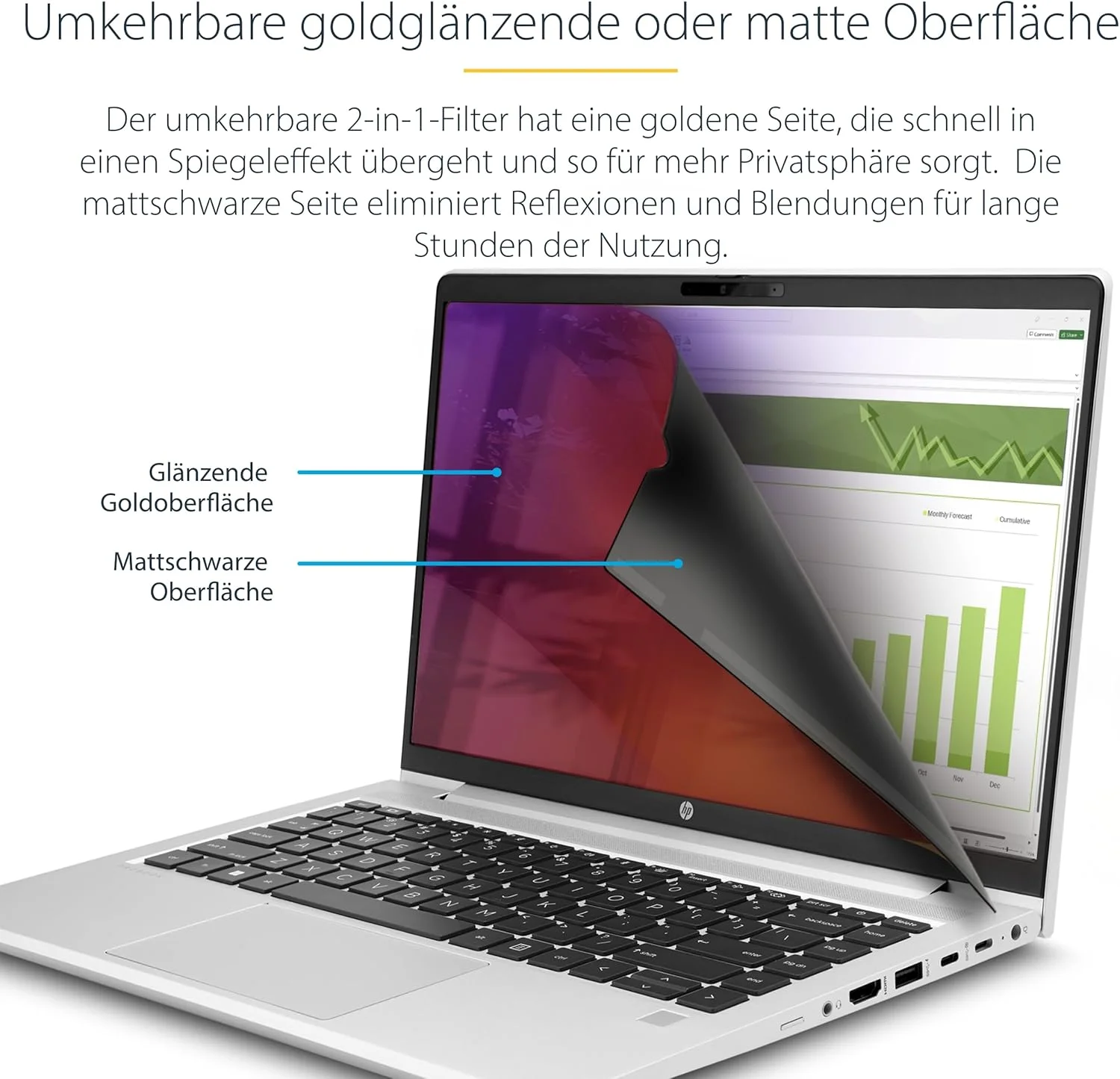 محافظ حریم خصوصی لپ تاپ 14 اینچی StarTech.com با نسبت تصویر 16:9، فیلتر طلایی برگشت پذیر با حریم خصوصی پیشرفته، محافظ امنیتی، +/- 30 درجه