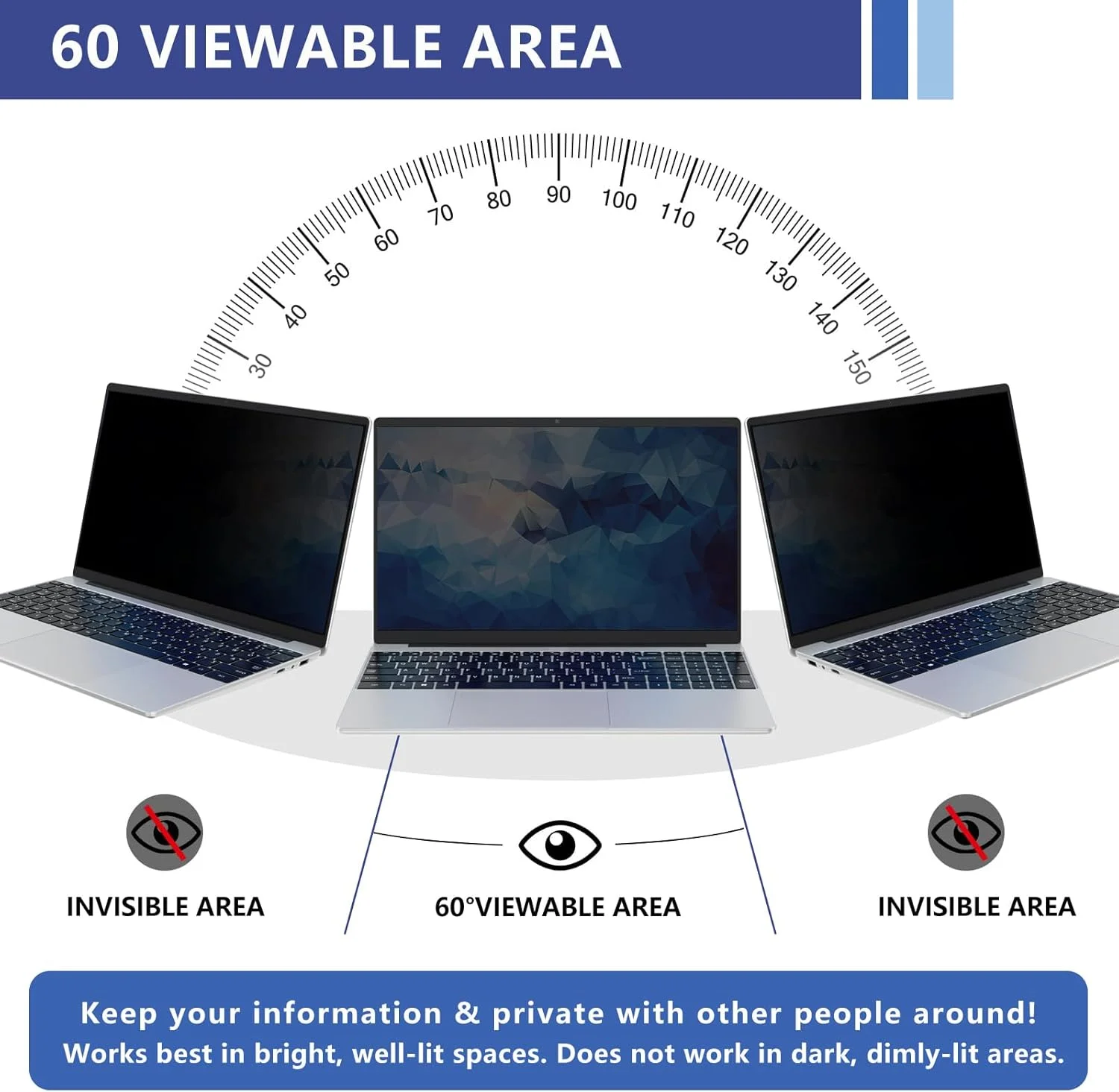 محافظ حریم خصوصی مغناطیسی لپ تاپ ۱۳.۳ اینچی برای مانیتور با نسبت تصویر ۱۶:۹، فیلتر حریم خصوصی نوت بوک، محافظ صفحه نمایش ضد نور آبی، محافظ صفحه نمایش جداشدنی - ۱۳.۳ اینچ (۱۶:۹)