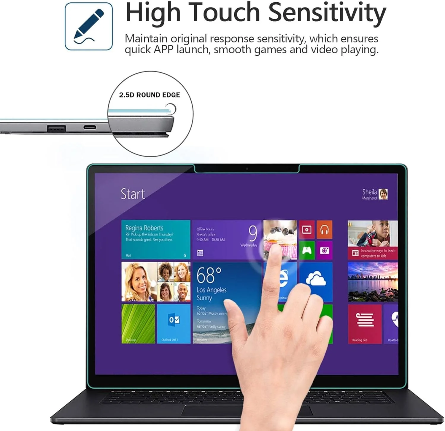 محافظ صفحه نمایش شیشه ای لپ تاپ Surface 5 13.5 اینچی Adeway، برش نور آبی، بدون حباب، محافظ صفحه نمایش برای Surface Laptop 6/5/4/3/2/1 (نسخه 2024)