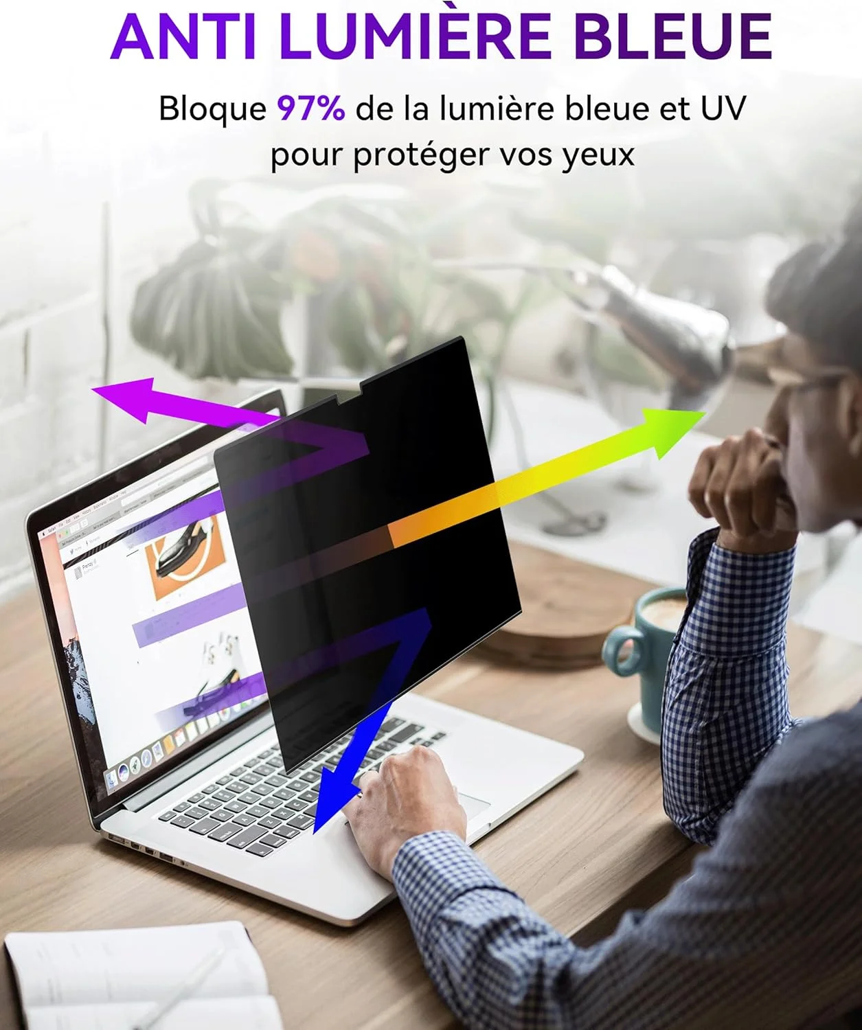 فیلتر حریم خصوصی مغناطیسی برای مک بوک ایر 15 اینچی (2023 – 2025, M2/M3/M4 A2941 A3114)، محافظ صفحه نمایش قابل جدا شدن ضد نور جاسوسی، فیلتر صفحه نمایش مک ایر 15 اینچی (38,1 سانتی متر) لپ تاپ