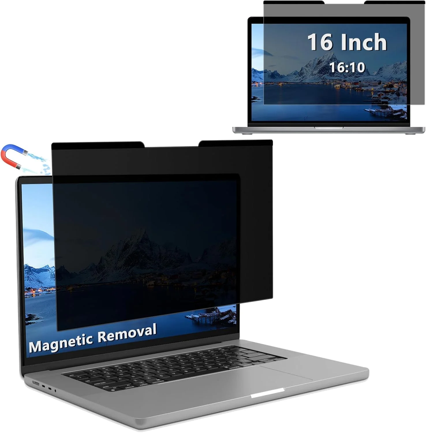 محافظ حریم خصوصی مغناطیسی مانیتور 16 اینچی، محافظ صفحه نمایش ضد نور آبی و ضد تابش نور برای کامپیوتر و دسکتاپ، محافظ صفحه نمایش حریم خصوصی برای محافظ صفحه نمایش 16 اینچی 16:10