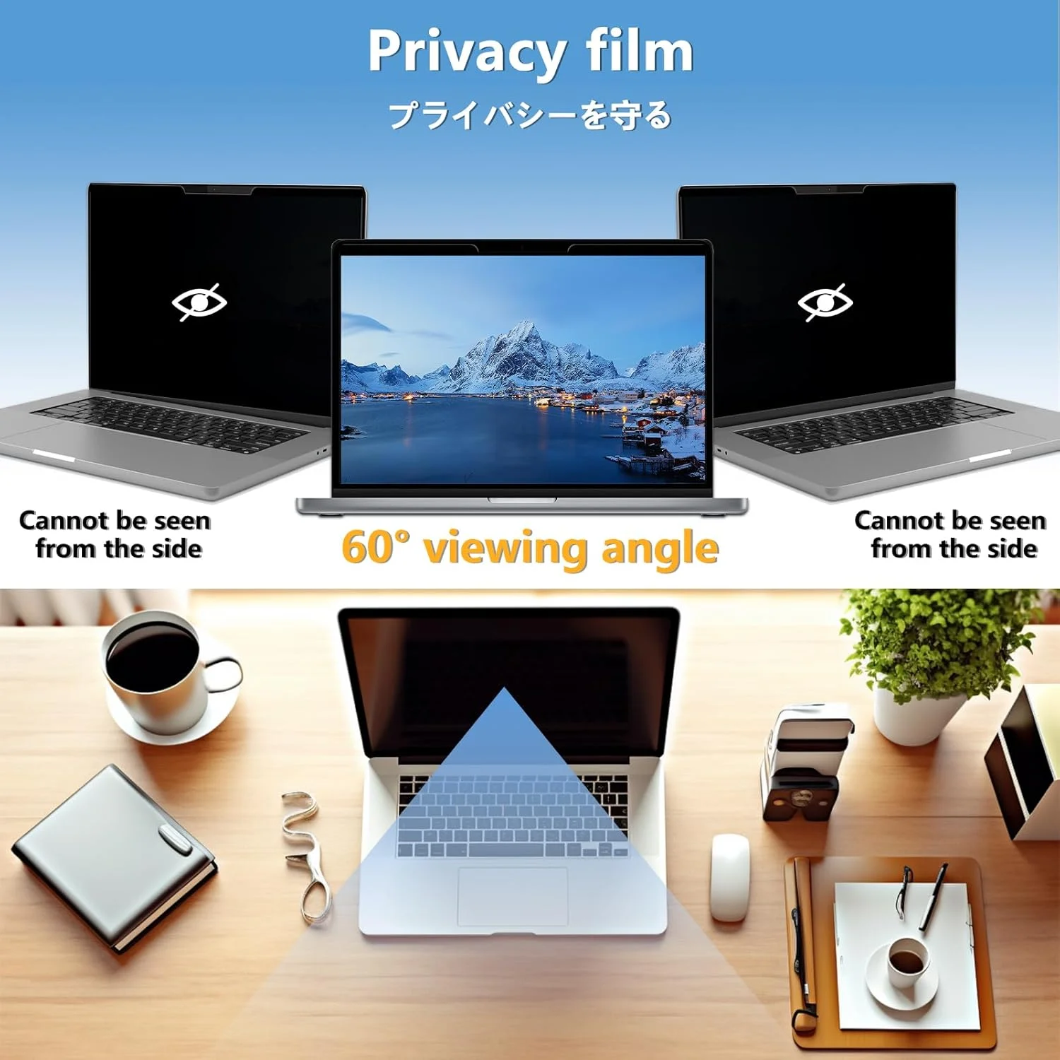 محافظ حریم خصوصی مغناطیسی مانیتور 16 اینچی، محافظ صفحه نمایش ضد نور آبی و ضد تابش نور برای کامپیوتر و دسکتاپ، محافظ صفحه نمایش حریم خصوصی برای محافظ صفحه نمایش 16 اینچی 16:10