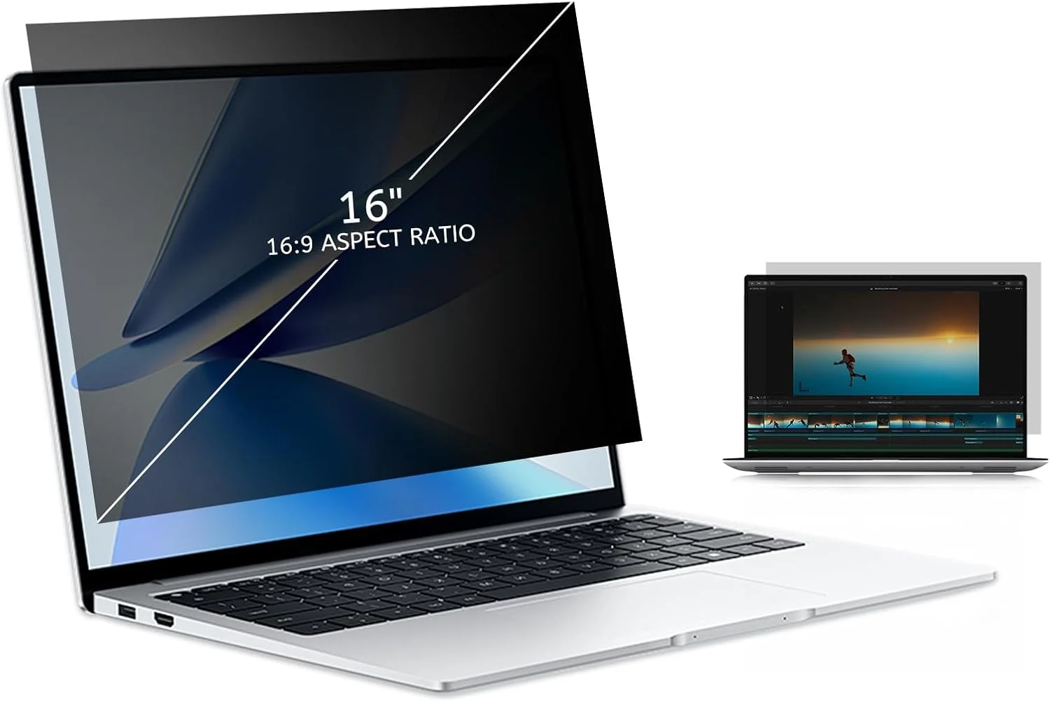 محافظ صفحه نمایش حریم خصوصی MOBDIK برای لپ تاپ 16 اینچی 16:9، فیلتر ضد جاسوسی و ضد تابش نور آبی قابل جدا شدن