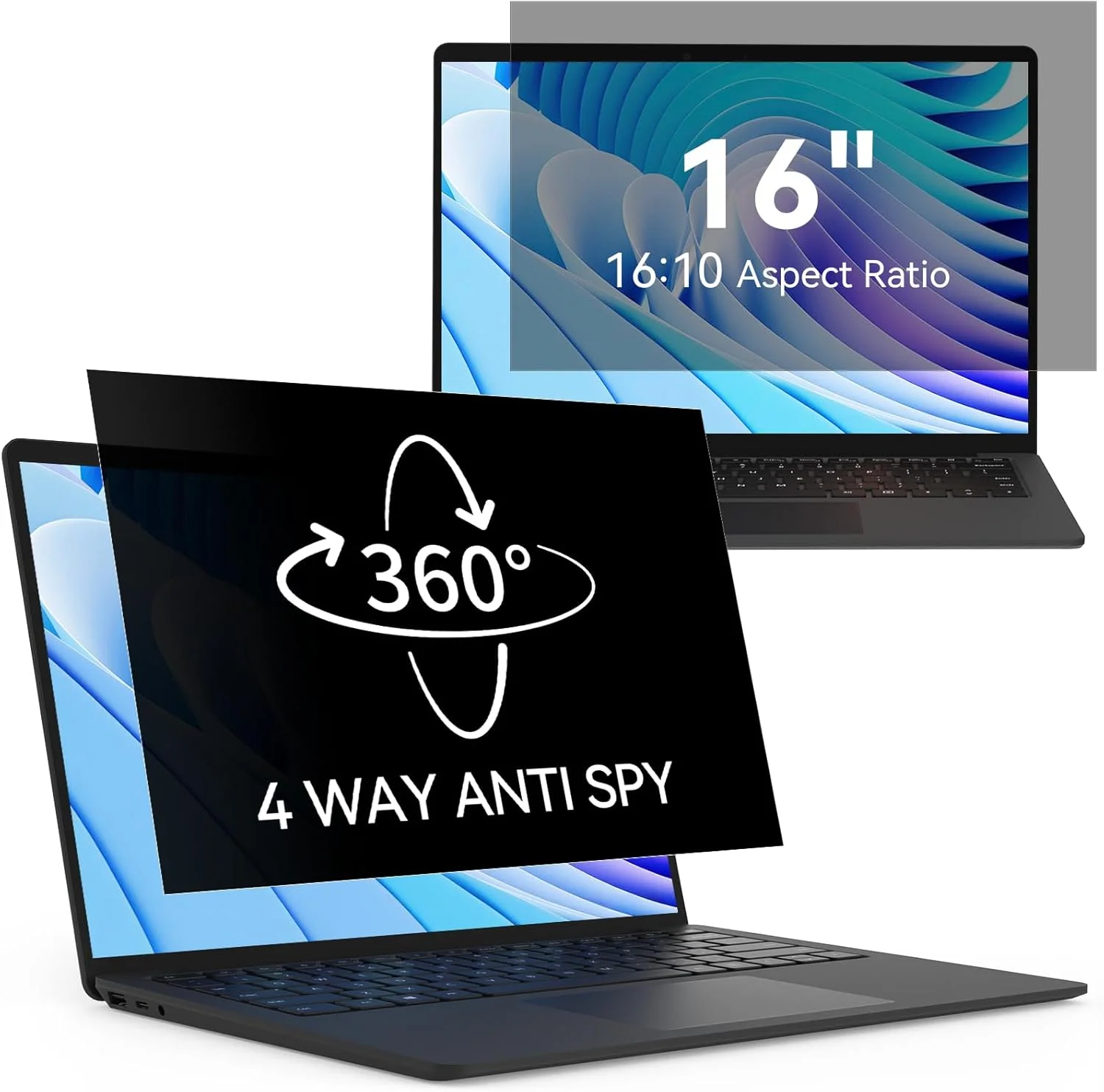 محافظ حریم خصوصی 360 درجه، 40.6 سانتی متر (16 اینچ)، 16:10، ضد جاسوسی، ضد انعکاس نور، محافظ صفحه نمایش لپ تاپ، سازگار با لنوو/دل/اچ پی/ایسوس/سامسونگ/ایسر