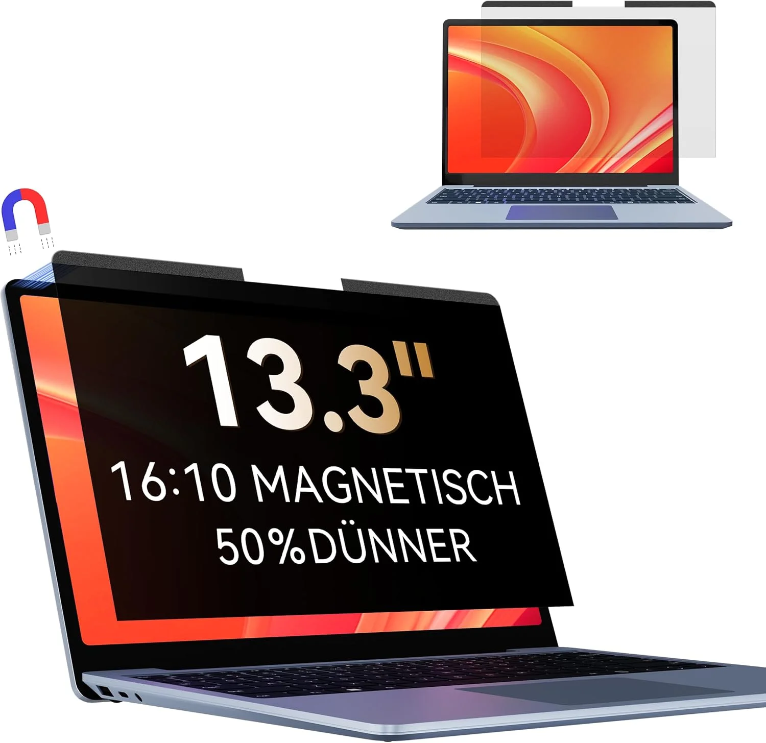 محافظ حریم خصوصی مغناطیسی لپ تاپ برای لپ تاپ 13.3 اینچی 16:10، ضد نور آبی و ضد تابش نور، محافظ صفحه نمایش برای لنوو، اچ پی، دل، ایسر، ایسوس، Thinkpad، Envy، Xps