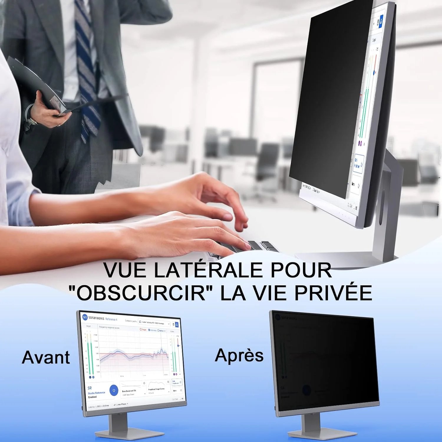 محافظ صفحه نمایش حریم خصوصی 24 اینچ، 16:10، فیلتر صفحه نمایش برای لپ تاپ، سازگار با HP/Dell/Acer/Lenovo/Thinkpad/Samsung/ASUS/LG، محافظ نور آبی قابل جابجایی، محافظ صفحه نمایش کامپیوتر 16:10