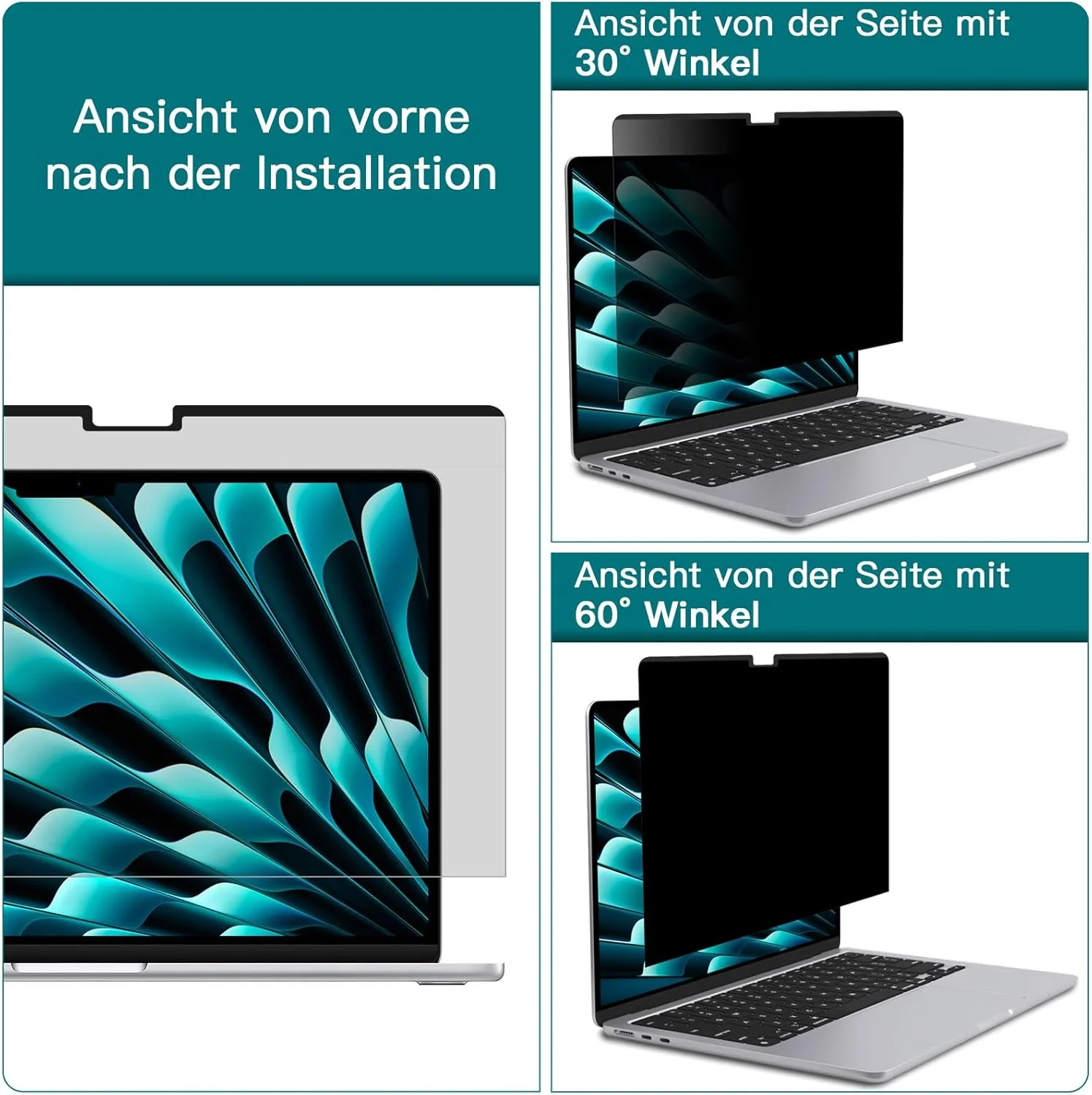 محافظ صفحه نمایش مغناطیسی PYS برای مک بوک ایر ۱۳ اینچی و ۱۳.۶ اینچی با تراشه M2 M3 M4، فیلتر حریم خصوصی با پوشش وب کم برای محافظت از حریم خصوصی شما