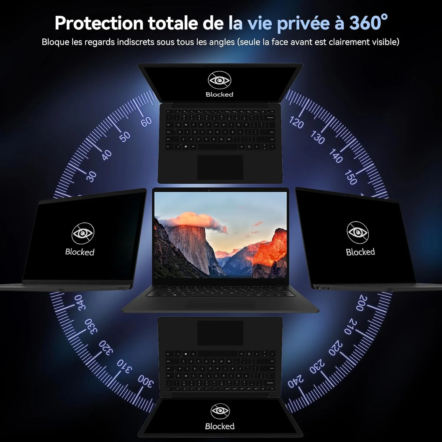 محافظ حریم خصوصی 360 درجه، 40.6 سانتی متر (16 اینچ)، 16:10، ضد جاسوسی، ضد انعکاس نور، محافظ صفحه نمایش لپ تاپ، سازگار با لنوو/دل/اچ پی/ایسوس/سامسونگ/ایسر