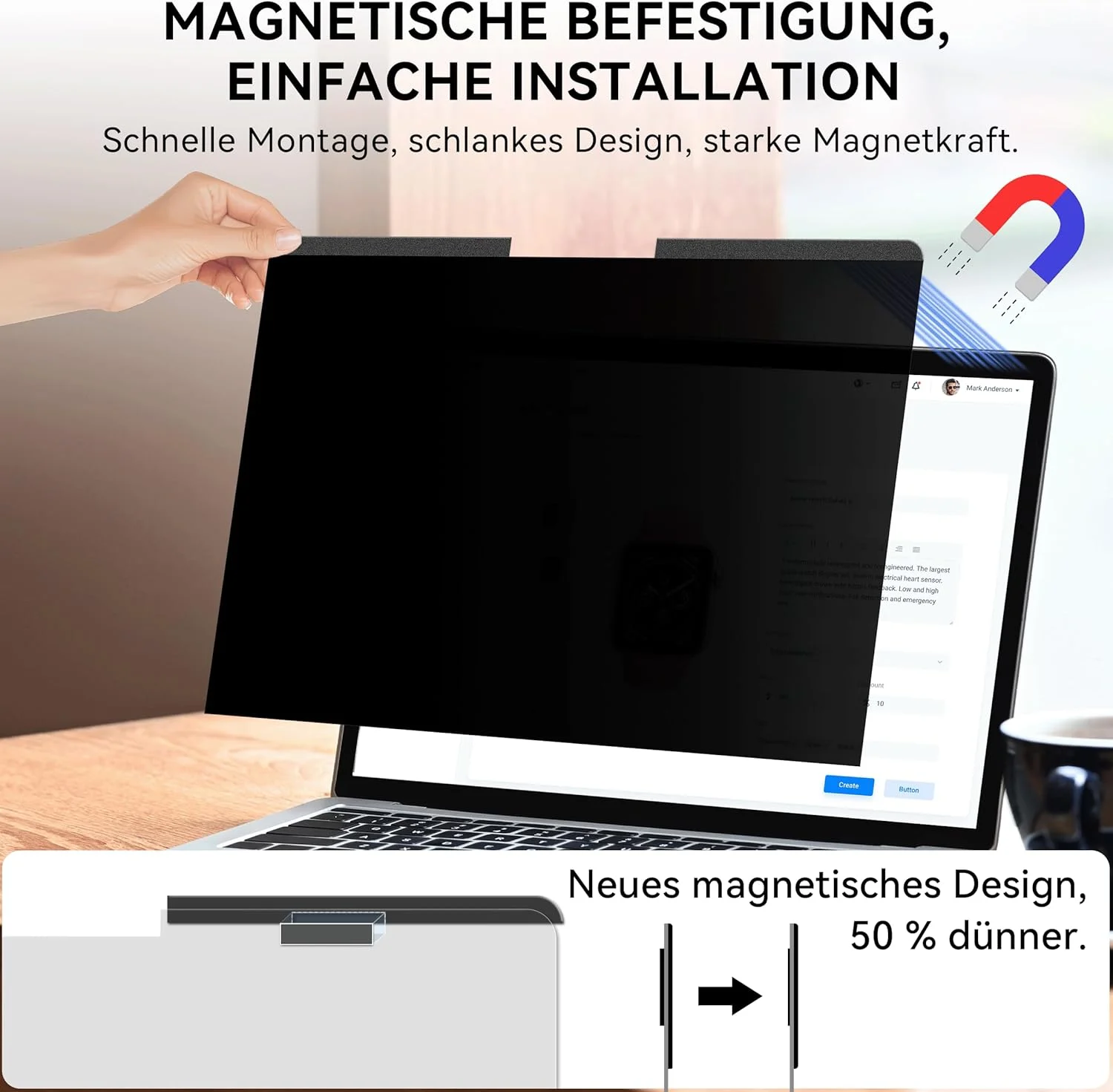محافظ حریم خصوصی مغناطیسی لپ تاپ برای لپ تاپ 13.3 اینچی 16:10، ضد نور آبی و ضد تابش نور، محافظ صفحه نمایش برای لنوو، اچ پی، دل، ایسر، ایسوس، Thinkpad، Envy، Xps