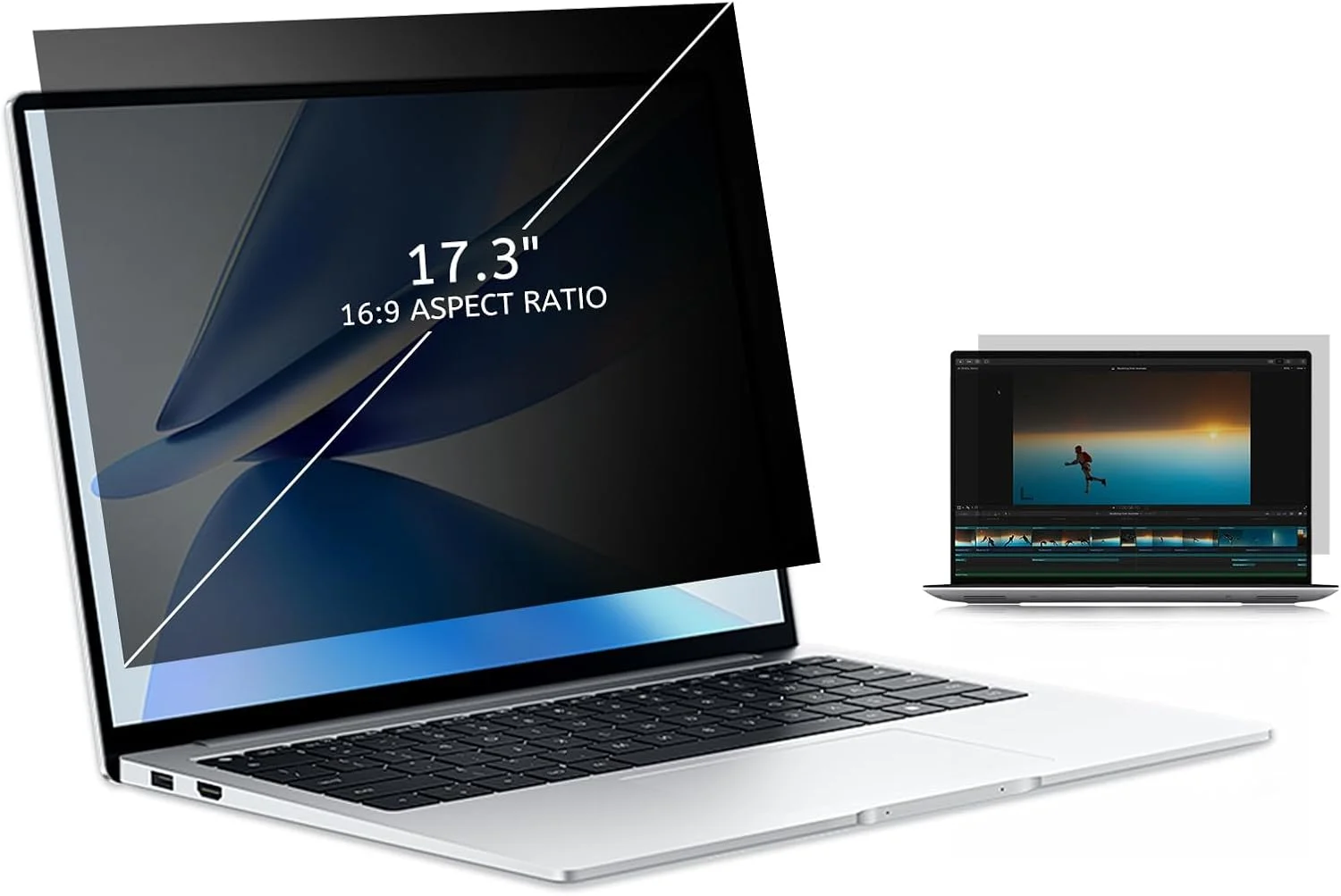 محافظ صفحه نمایش حریم خصوصی MOBDIK برای لپ تاپ 17.3 اینچی 16:9، فیلتر حریم خصوصی ضد جاسوسی جداشدنی، ضد تابش نور، فیلتر نور آبی، محافظ صفحه نمایش